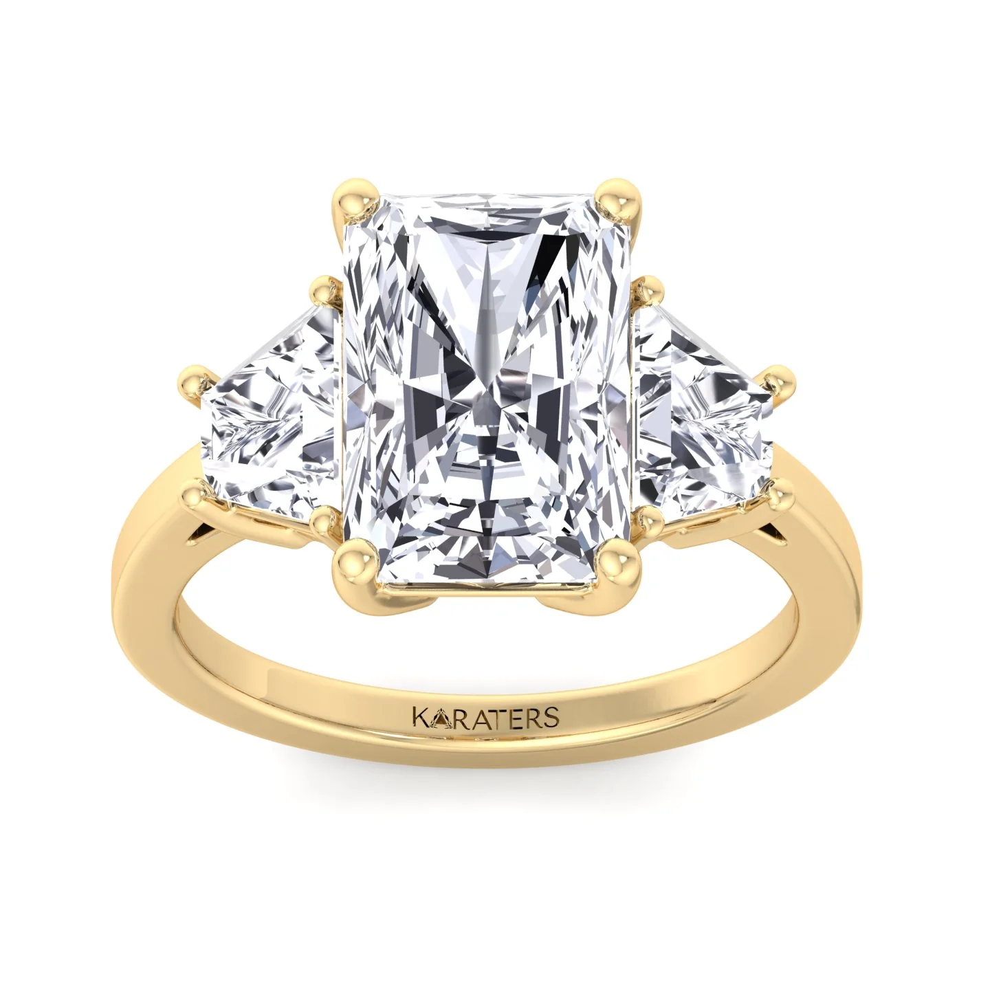 Radiant & Trapezoid Three Stone Lab-Diamond Engagement Ring - Image 8