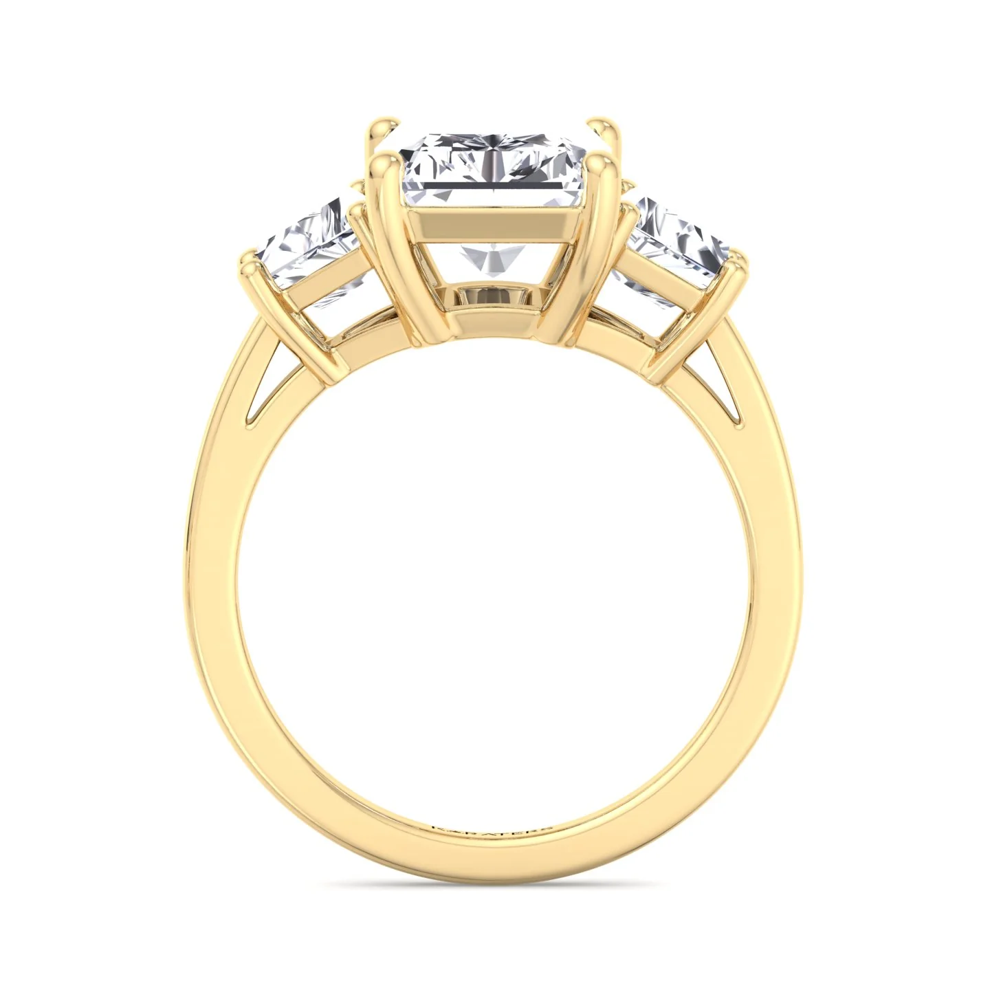 Radiant & Trapezoid Three Stone Lab-Diamond Engagement Ring - Image 9