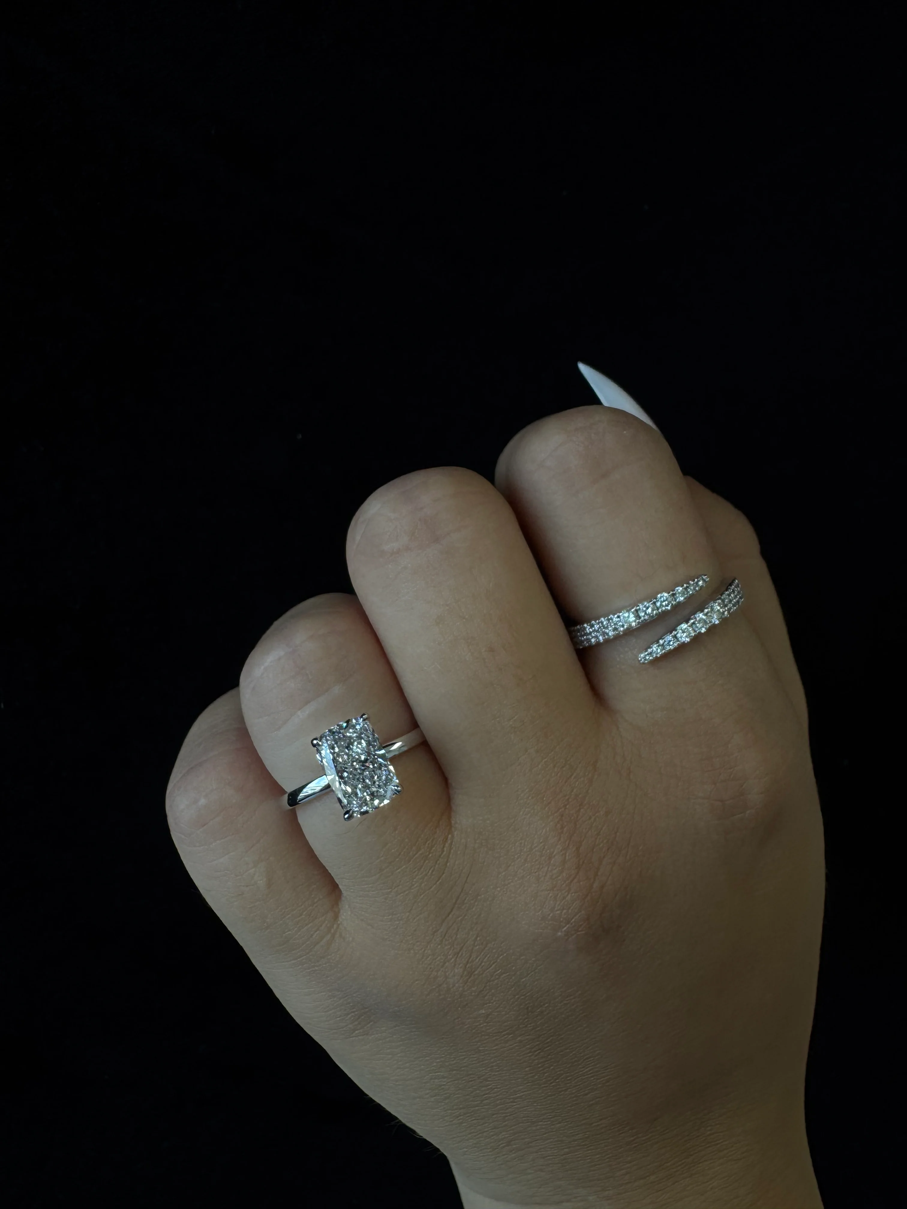 Elongated Cushion Cut Solitaire Lab Grown Diamond Engagement Ring - Image 17