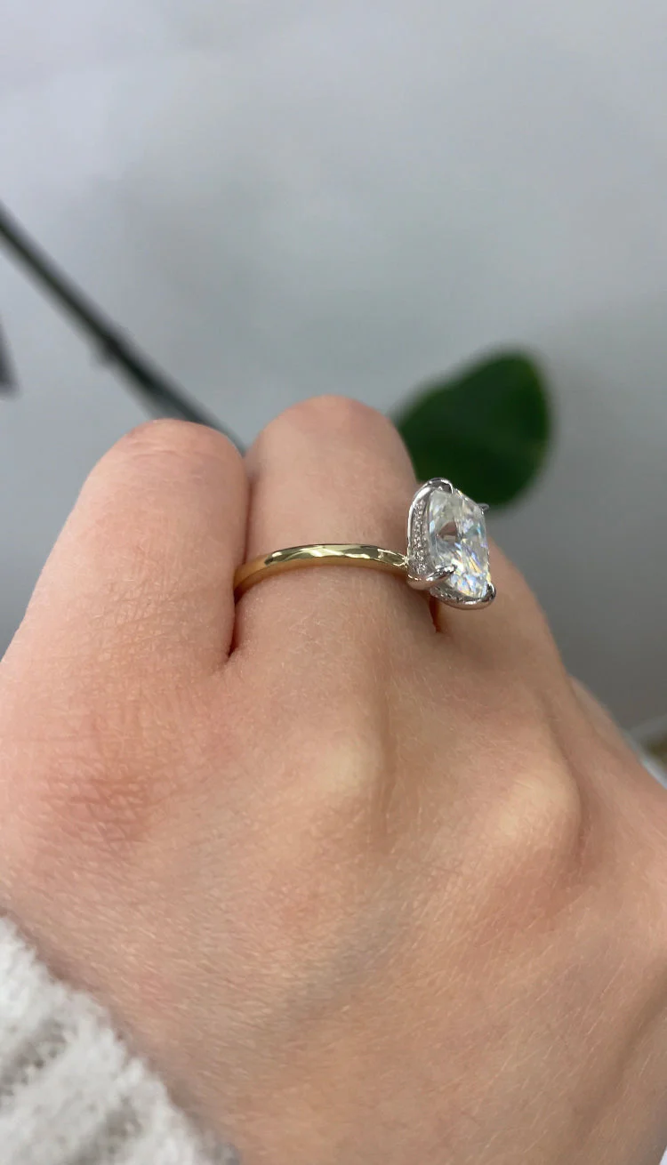 Elongated Cushion Cut Solitaire Lab Grown Diamond Engagement Ring - Image 18