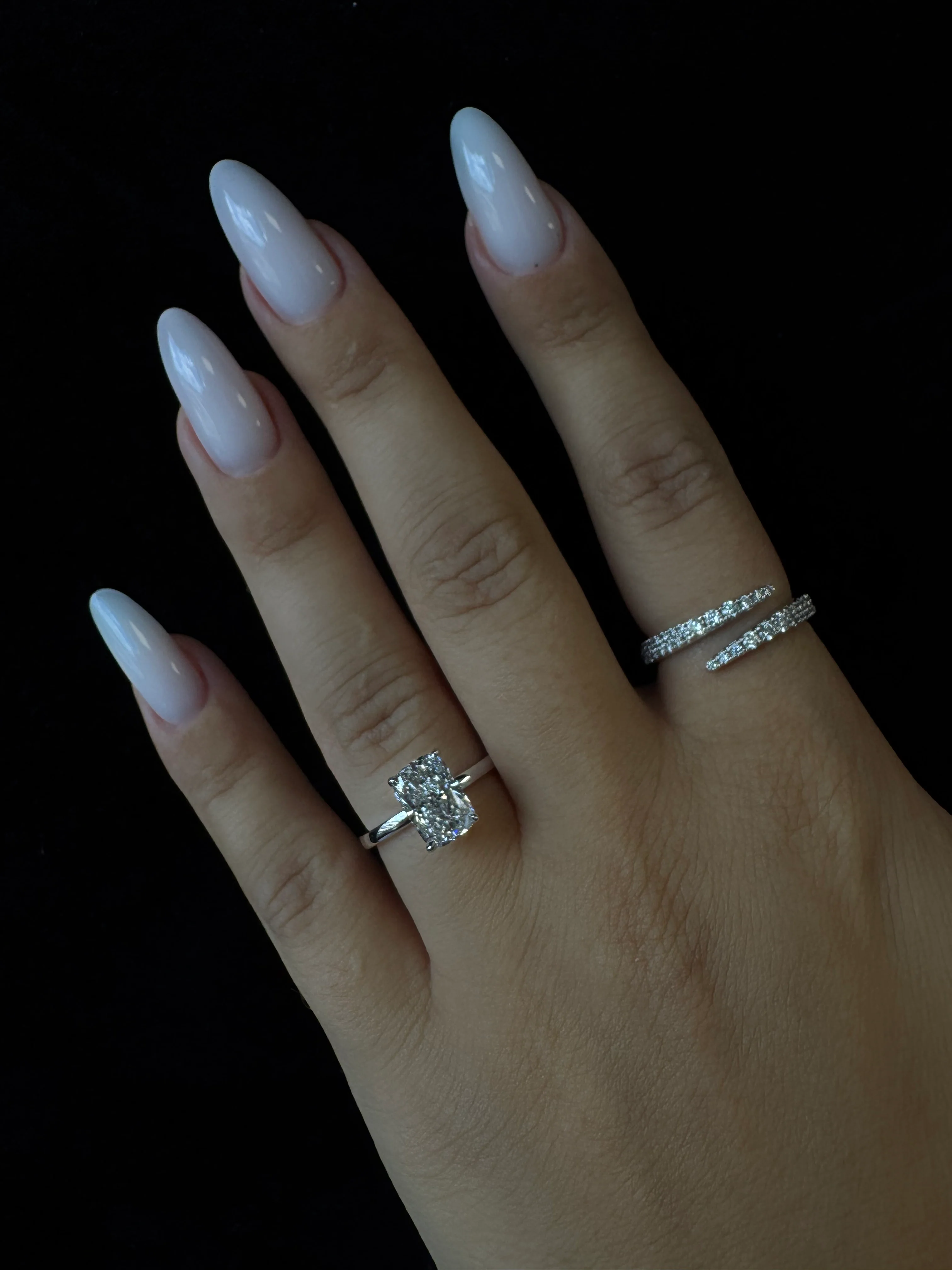 Elongated Cushion Cut Solitaire Lab Grown Diamond Engagement Ring - Image 3