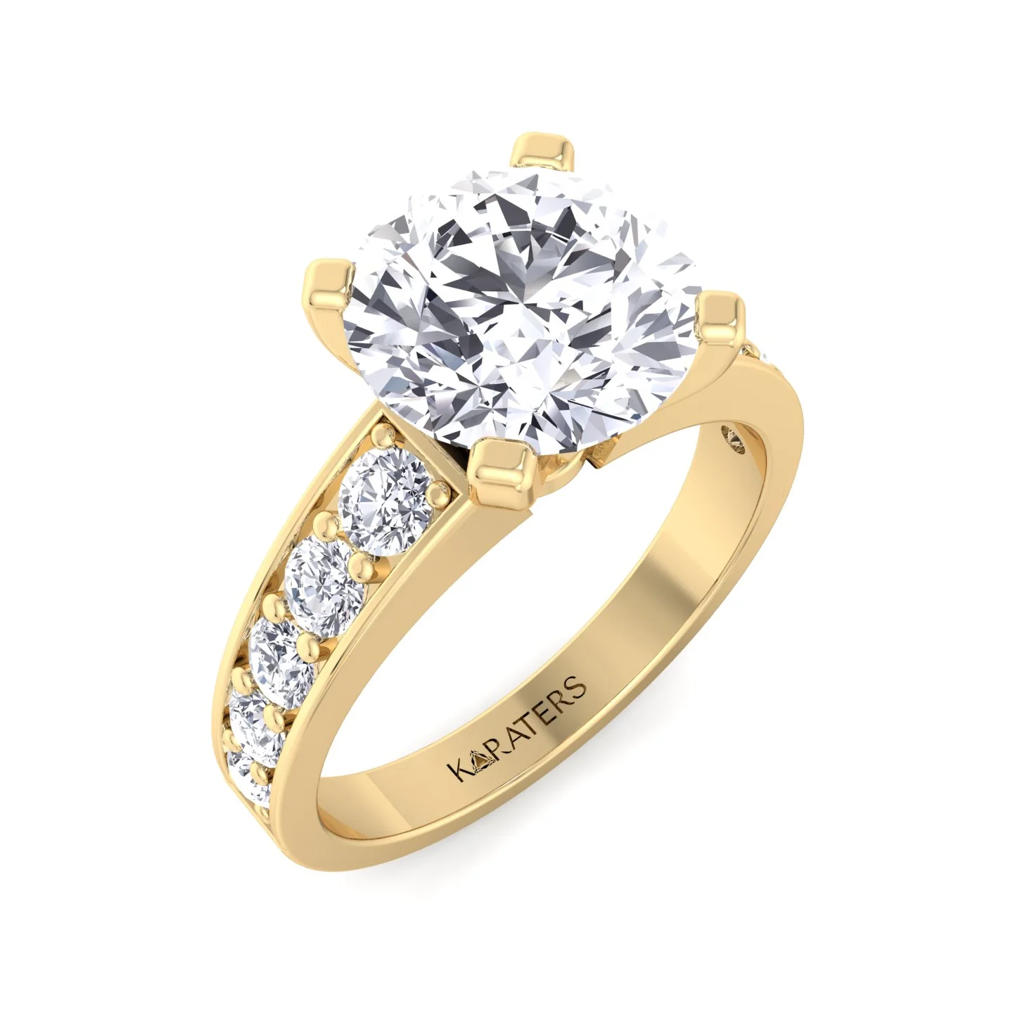 Round Cut Lab Grown Diamond Engagement Ring With SideStones - Image 6