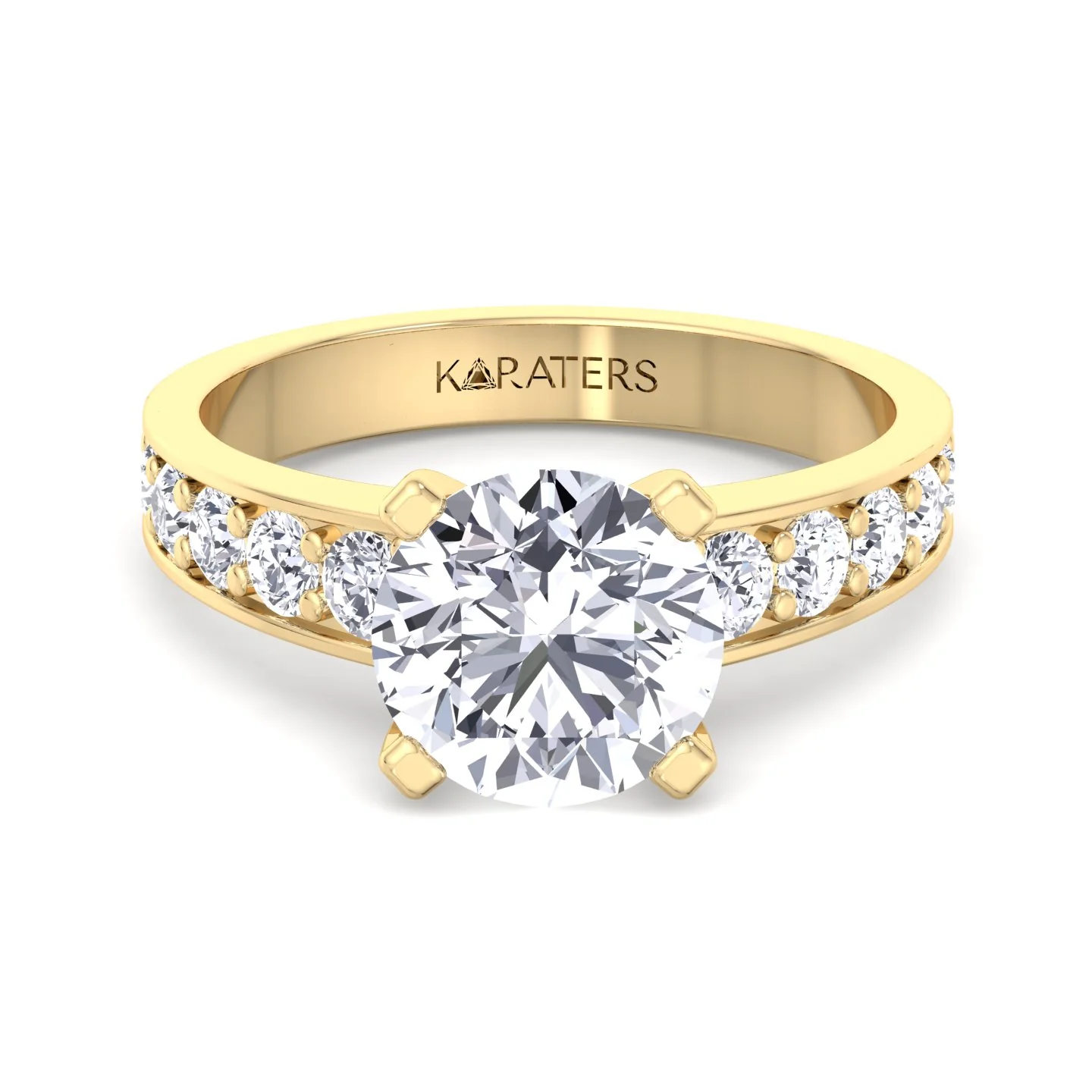Round Cut Lab Grown Diamond Engagement Ring With SideStones - Image 7
