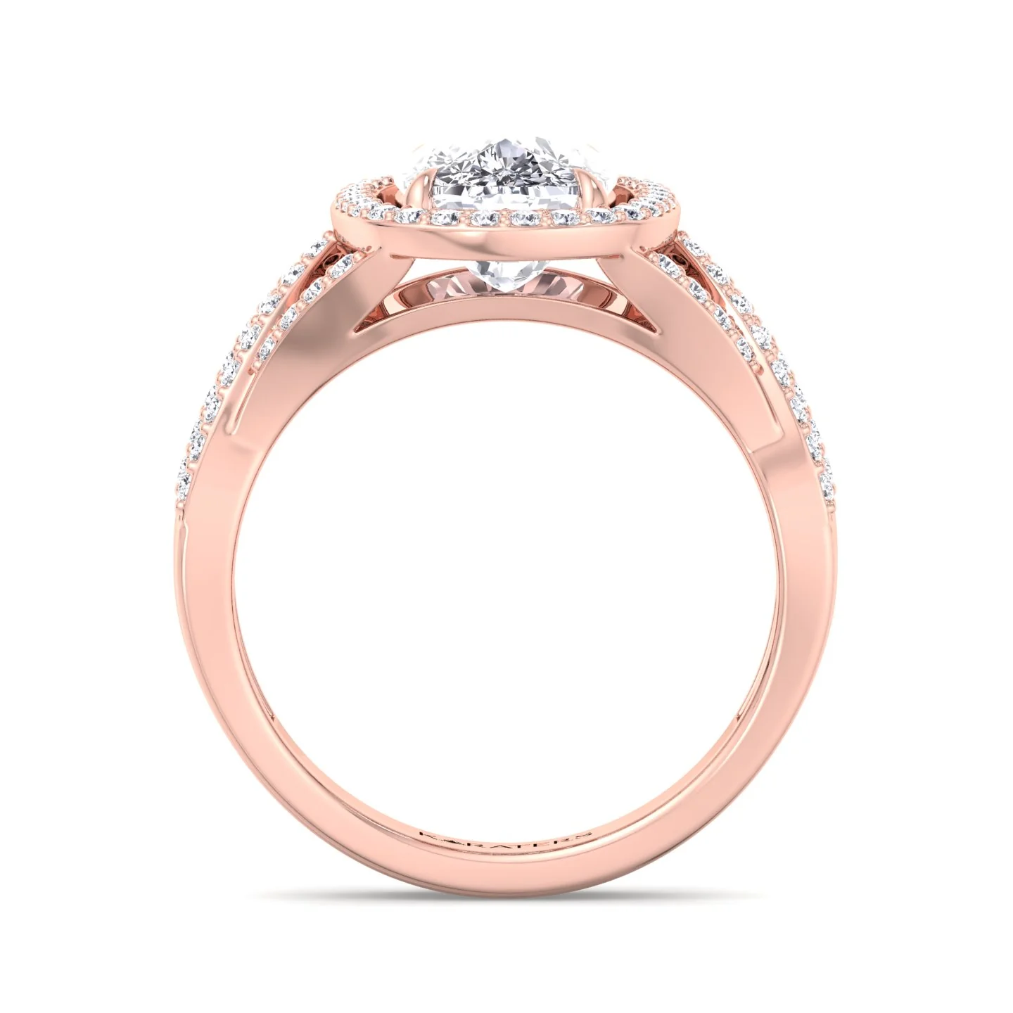 Elongated Cushion Cut Lab Grown Diamond Engagement Ring with Twist Band and Sidestones - Image 12