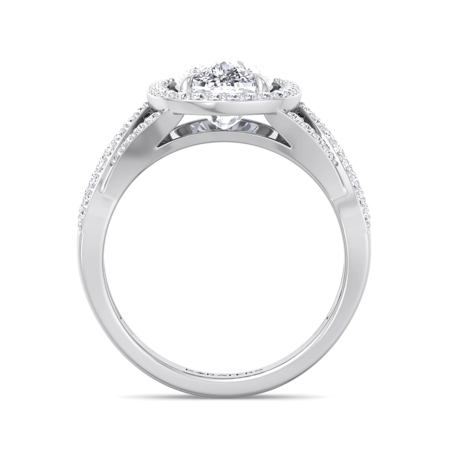Elongated Cushion Cut Lab Grown Diamond Engagement Ring with Twist Band and Sidestones - Image 5