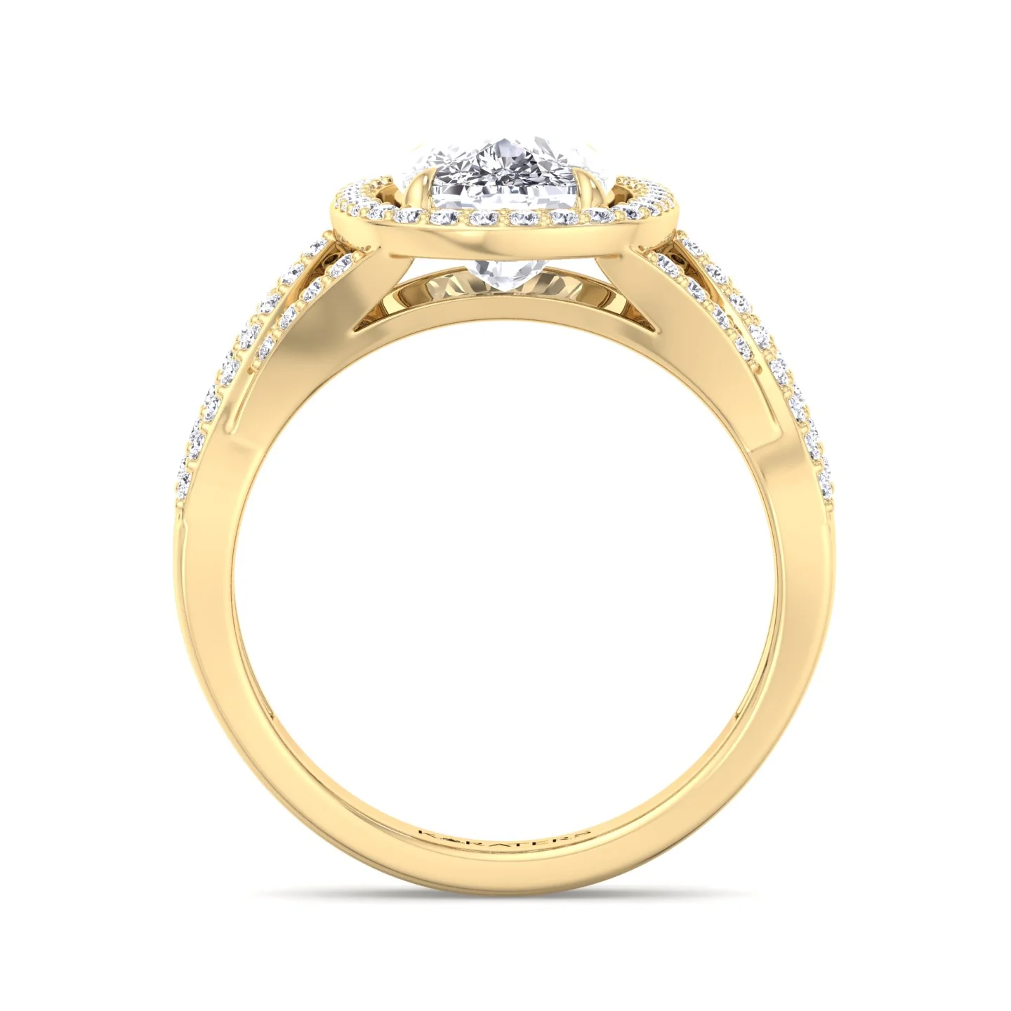 Elongated Cushion Cut Lab Grown Diamond Engagement Ring with Twist Band and Sidestones - Image 8