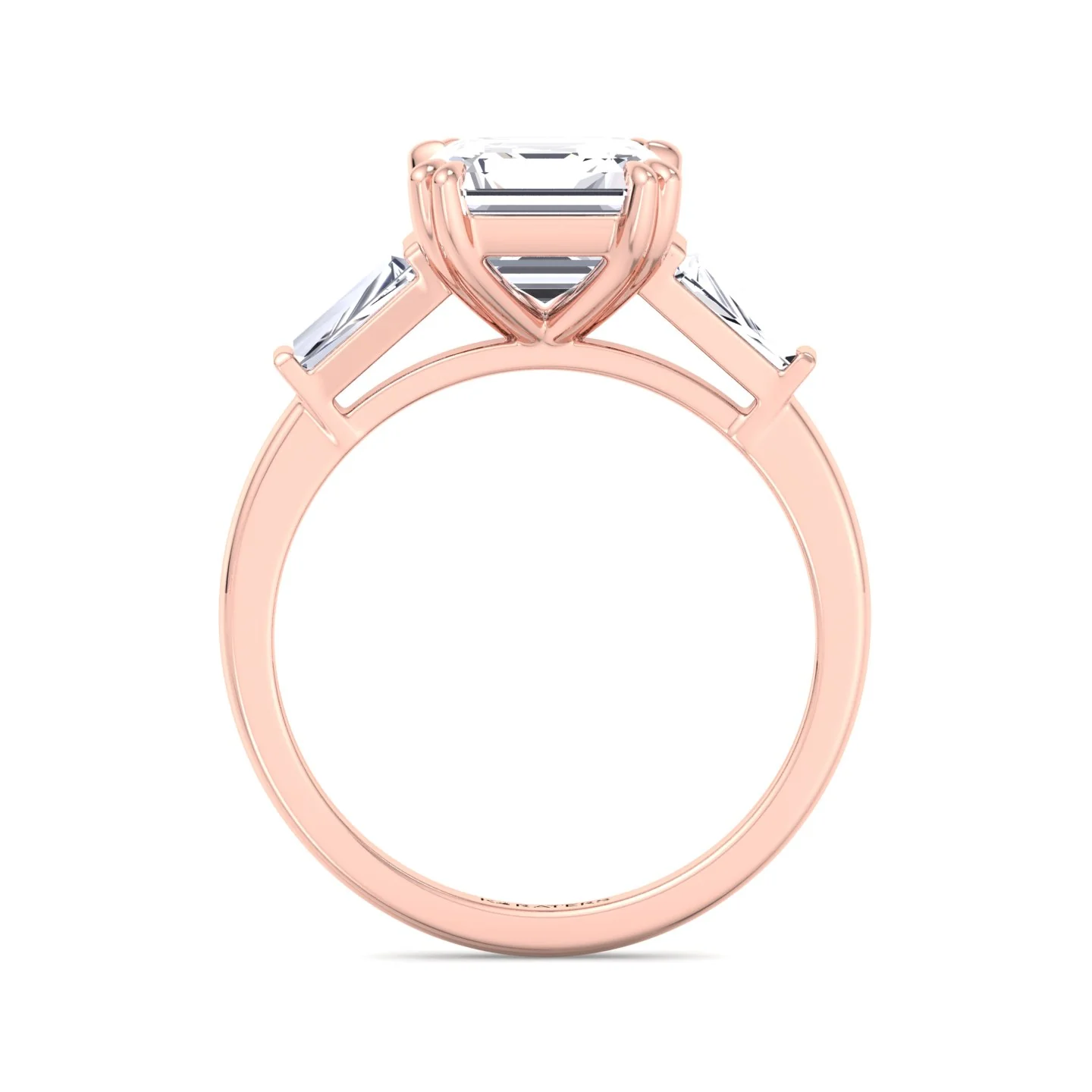 Asscher Cut Lab Diamond Engagement Ring with Tapered Baguettes SideStones - Image 12