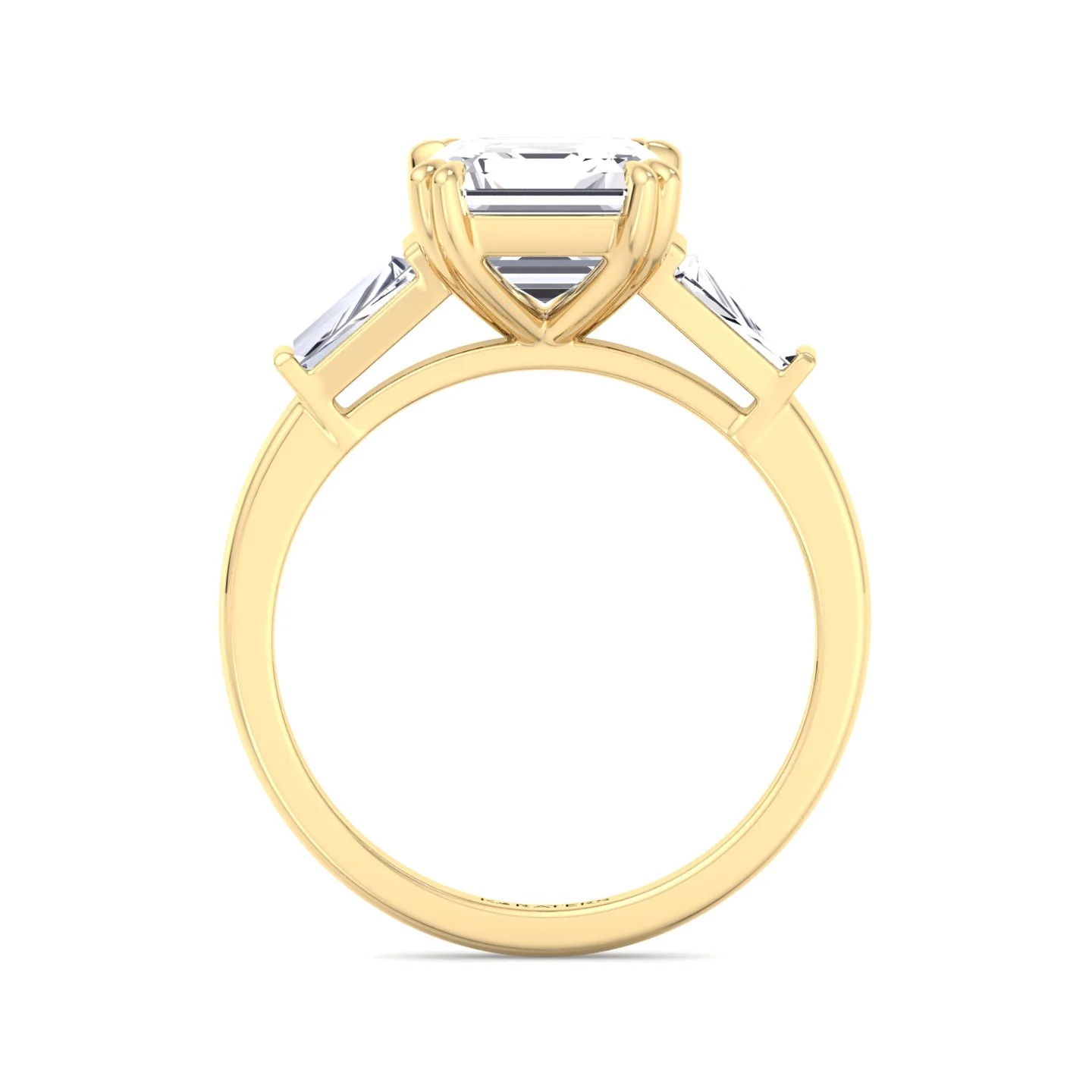 Asscher Cut Lab Diamond Engagement Ring with Tapered Baguettes SideStones - Image 8