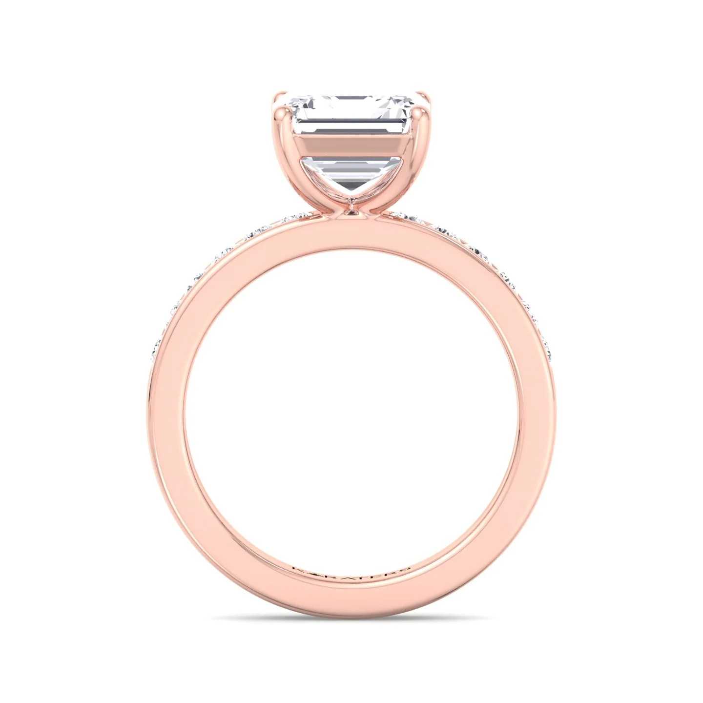 Asscher Cut Lab Grown Diamond Engagement Ring With Channel Set SideStones - Image 11