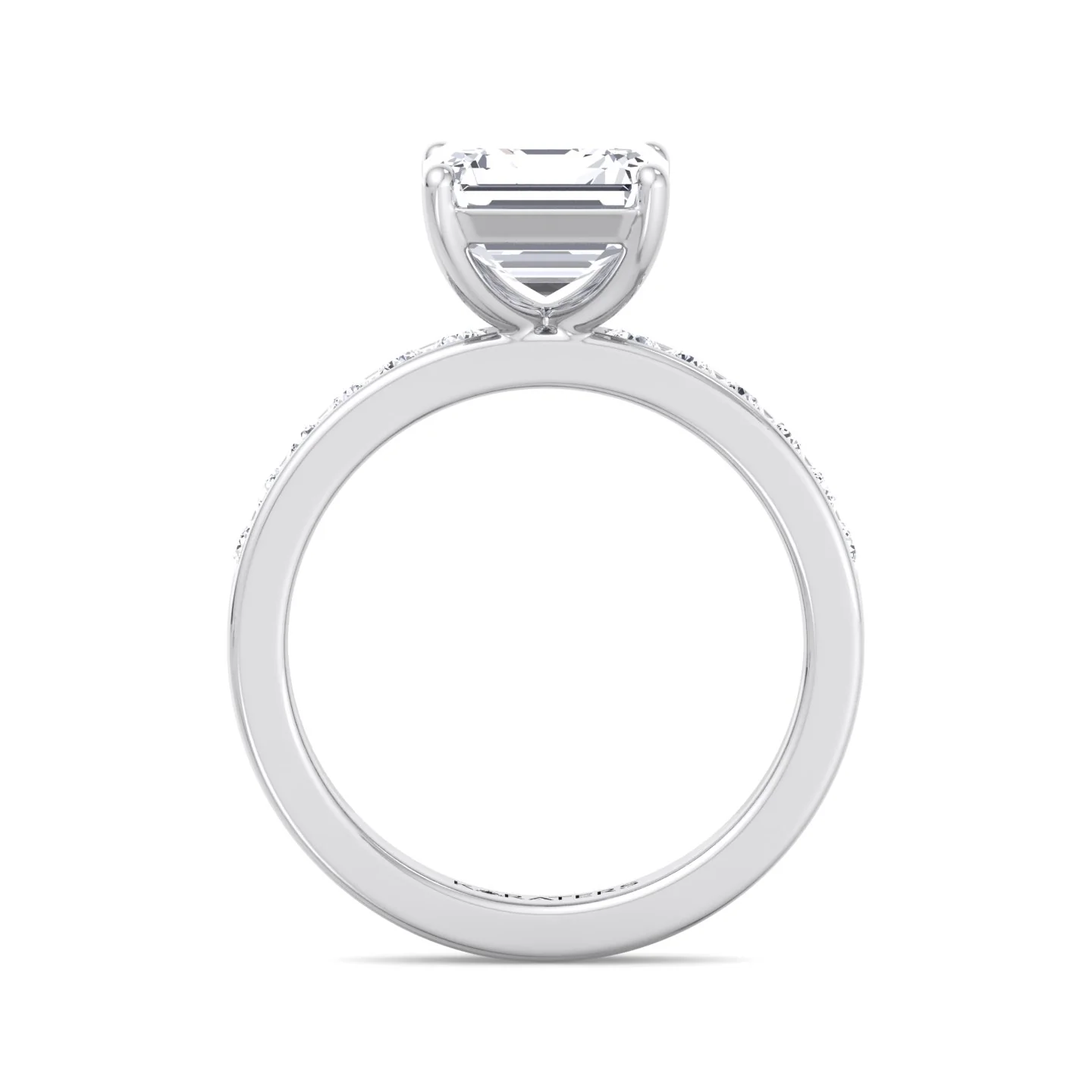 Asscher Cut Lab Grown Diamond Engagement Ring With Channel Set SideStones - Image 4