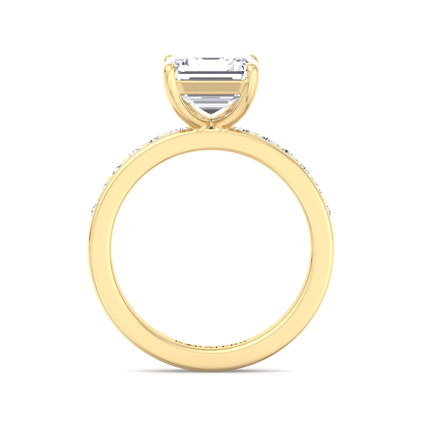 Asscher Cut Lab Grown Diamond Engagement Ring With Channel Set SideStones - Image 8