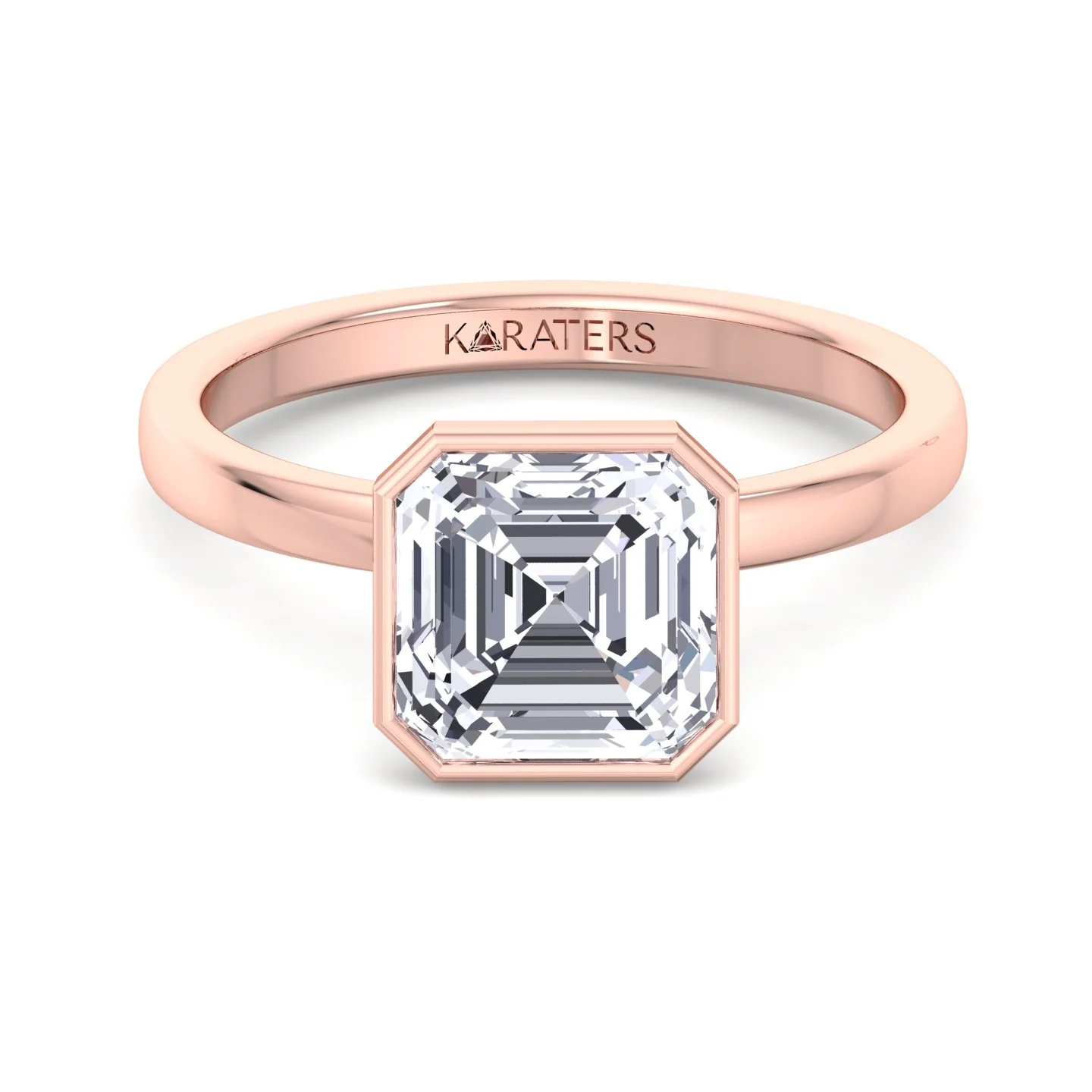 Asscher Cut Lab Grown Diamond Bezel Set Solitaire Engagement Ring - Image 10