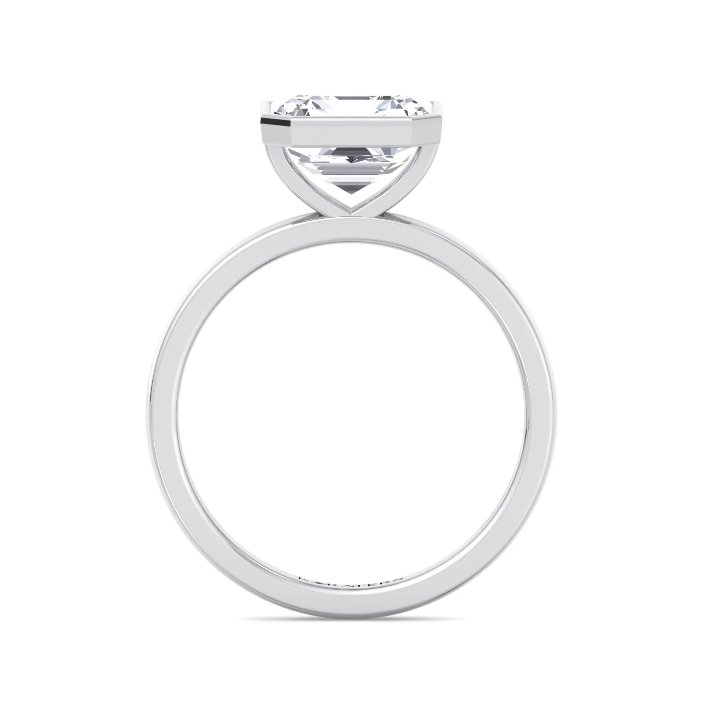 Asscher Cut Lab Grown Diamond Bezel Set Solitaire Engagement Ring - Image 4