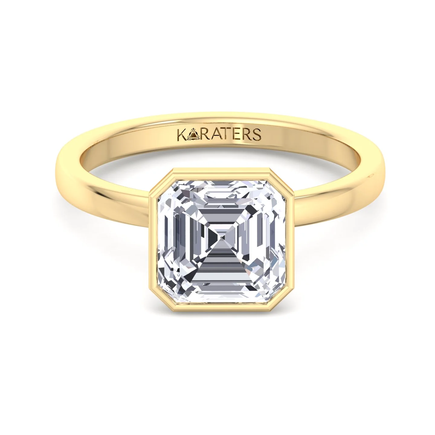 Asscher Cut Lab Grown Diamond Bezel Set Solitaire Engagement Ring - Image 7
