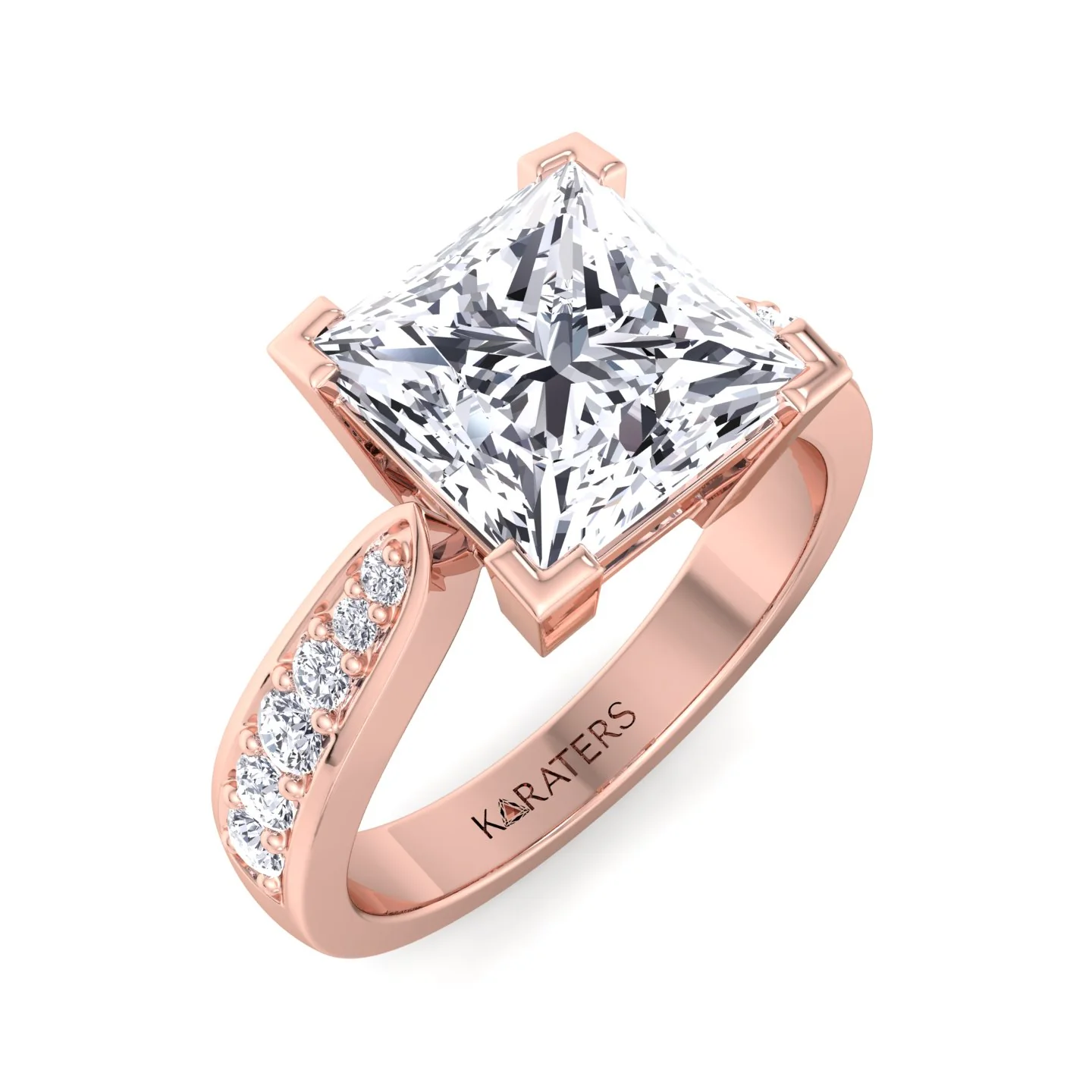 Princess Cut Lab-Grown Diamond Engagement Ring with SideStones Channel Setting - Image 11