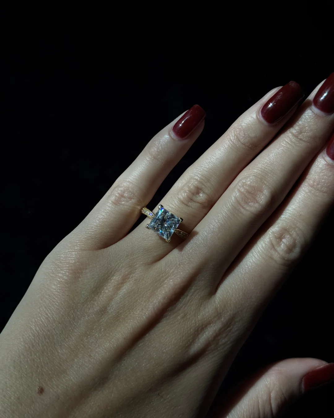 Princess Cut Lab-Grown Diamond Engagement Ring with SideStones Channel Setting - Image 15