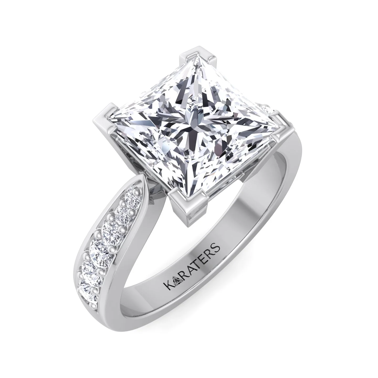 Princess Cut Lab-Grown Diamond Engagement Ring with SideStones Channel Setting - Image 6