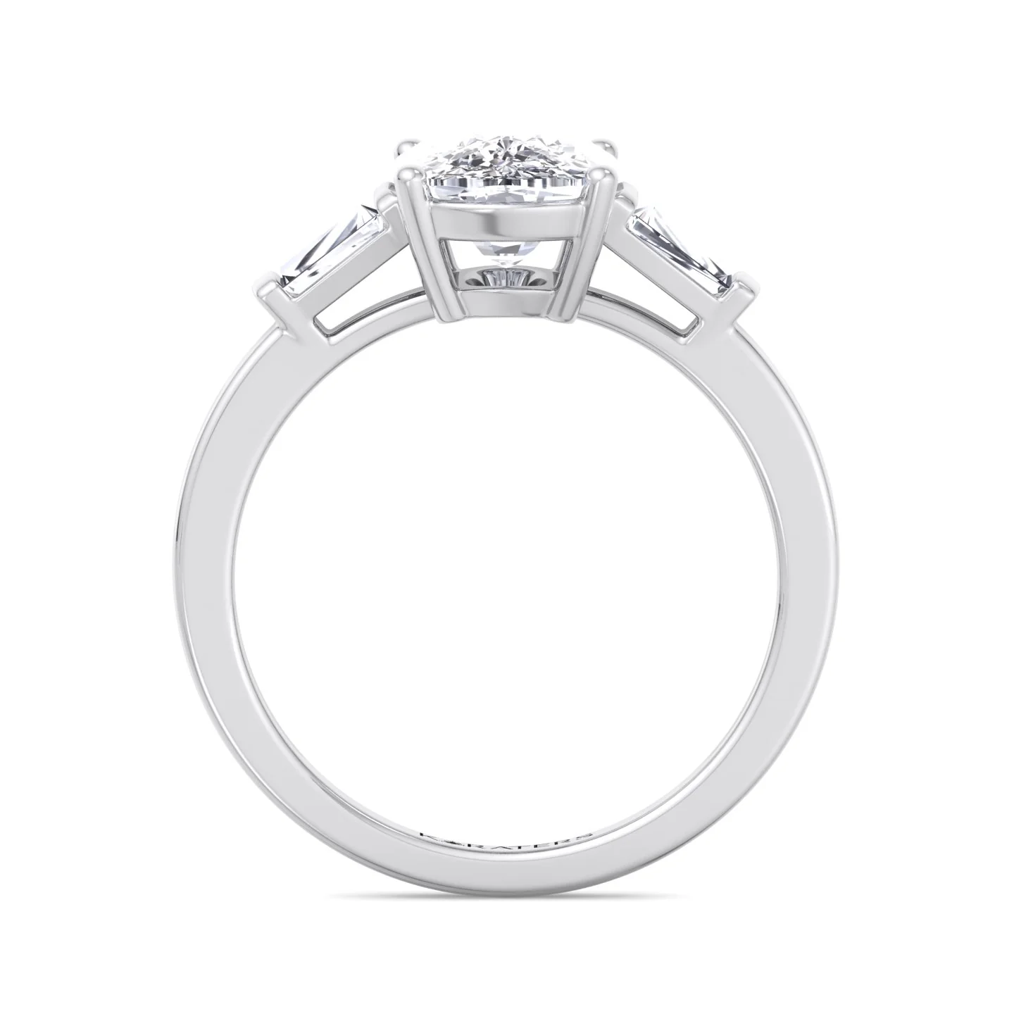 Elongated Cushion Cut Lab Grown Diamond Engagement Ring with Tapered Baguette Sidestones - Image 4