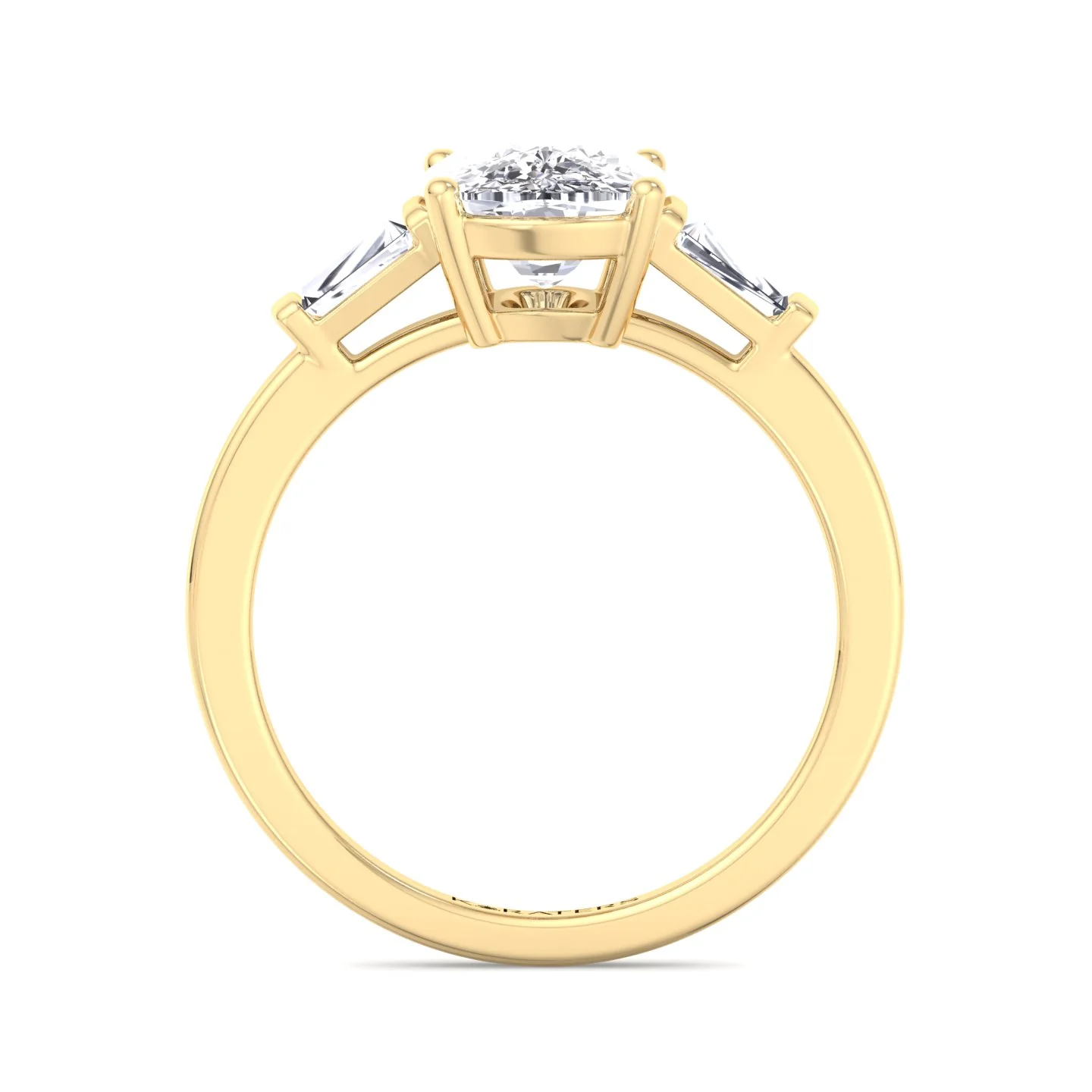 Elongated Cushion Cut Lab Grown Diamond Engagement Ring with Tapered Baguette Sidestones - Image 7
