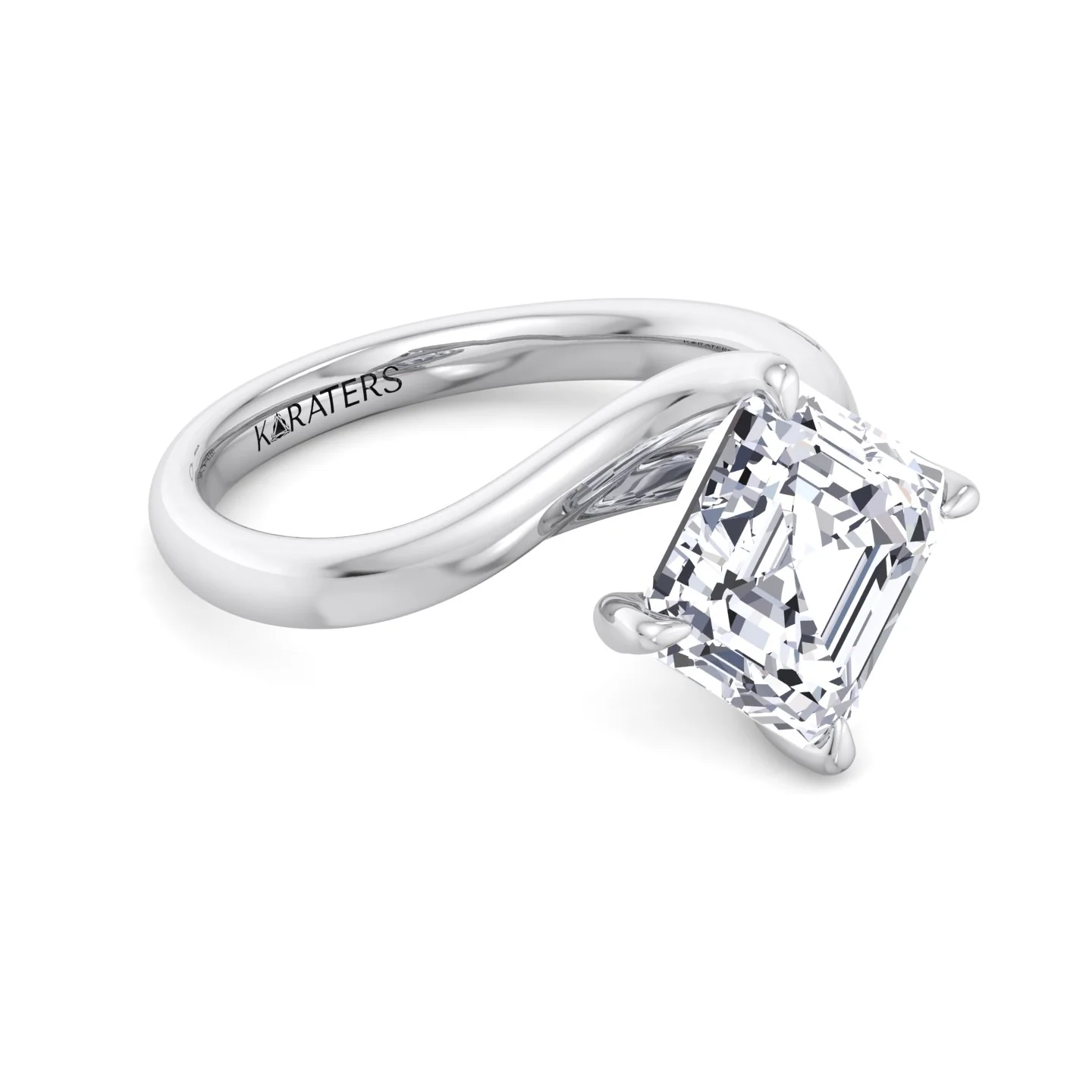 Asscher Cut Solitaire Lab Grown Diamond Engagement Ring - Image 3