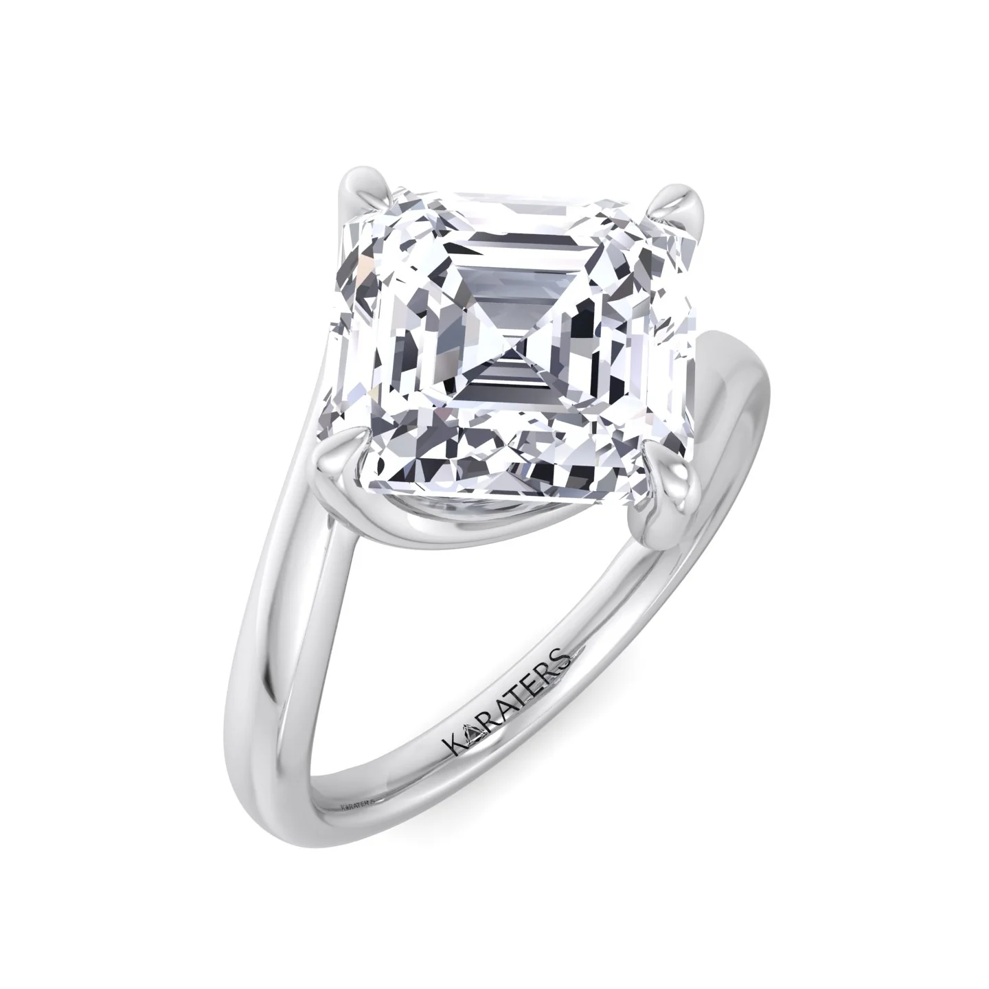Asscher Cut Solitaire Lab Grown Diamond Engagement Ring - Image 4
