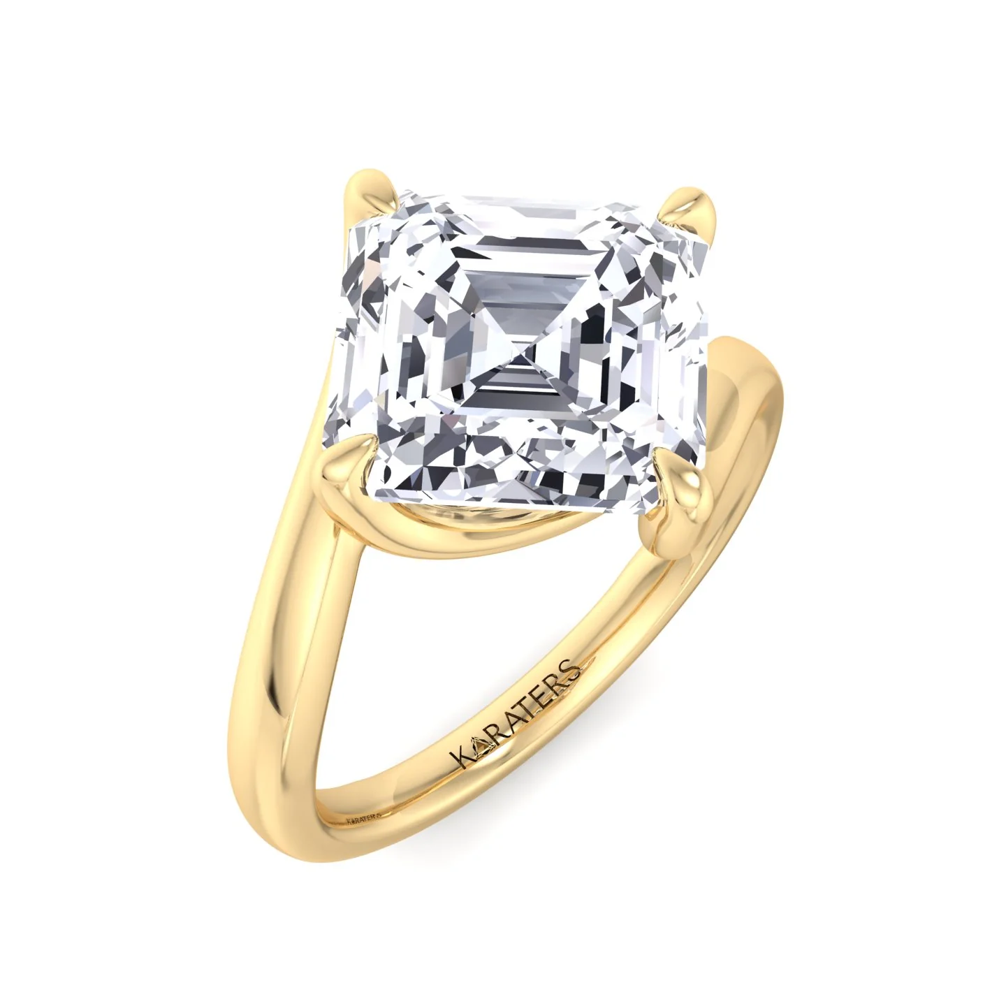 Asscher Cut Solitaire Lab Grown Diamond Engagement Ring - Image 6