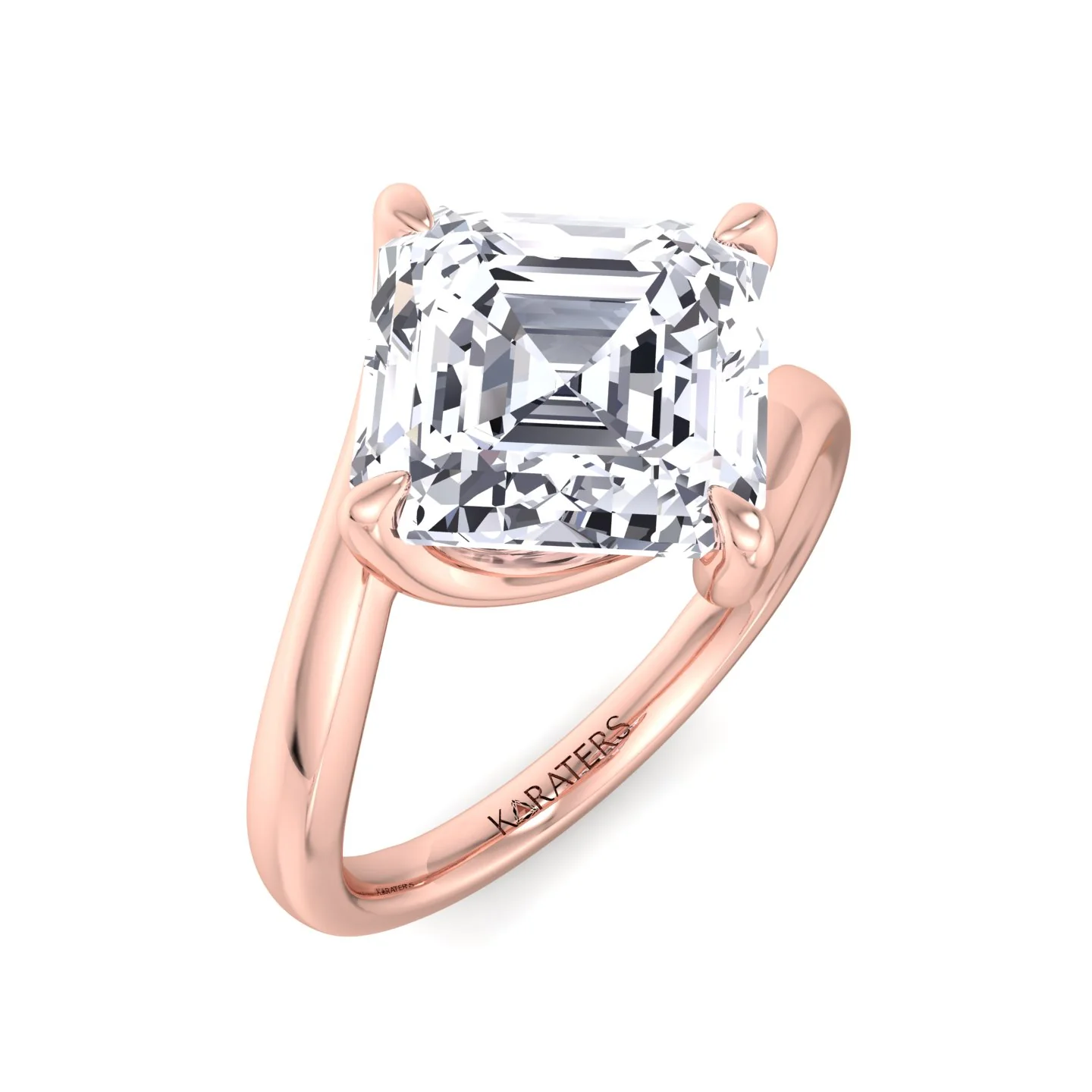 Asscher Cut Solitaire Lab Grown Diamond Engagement Ring - Image 9