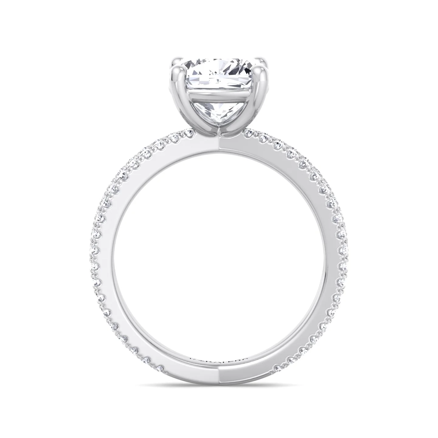 Cushion Cut Lab Grown Diamond Engagement Ring with Double BAND SideStones - Image 4
