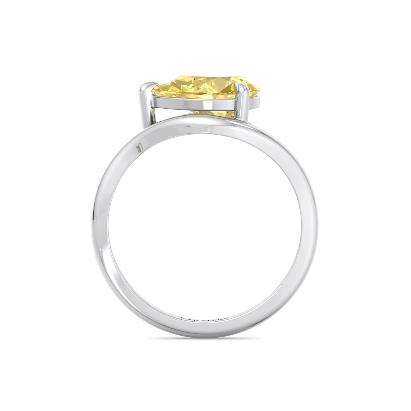 East West Pear Fancy Yellow Shape Lab Grown Diamond Curved Engagement Ring - Image 4