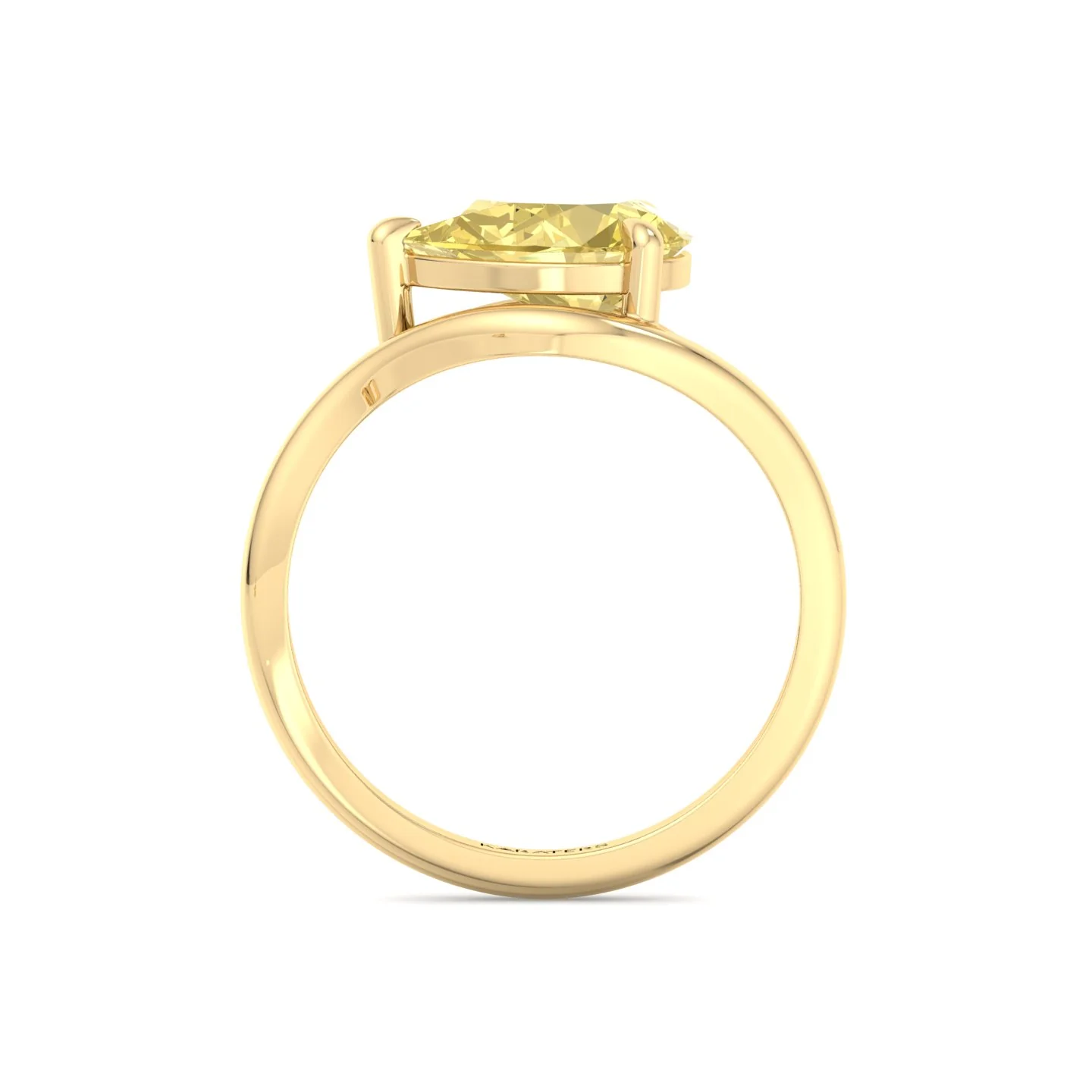 East West Pear Fancy Yellow Shape Lab Grown Diamond Curved Engagement Ring - Image 9