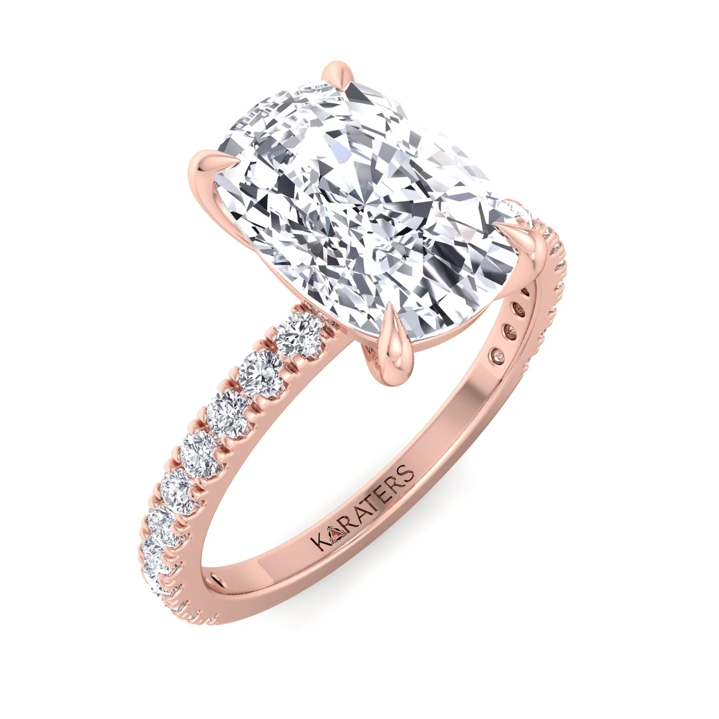 Elongated Cushion Cut Lab Grown Diamond Engagement Ring with Sidestones - Image 12