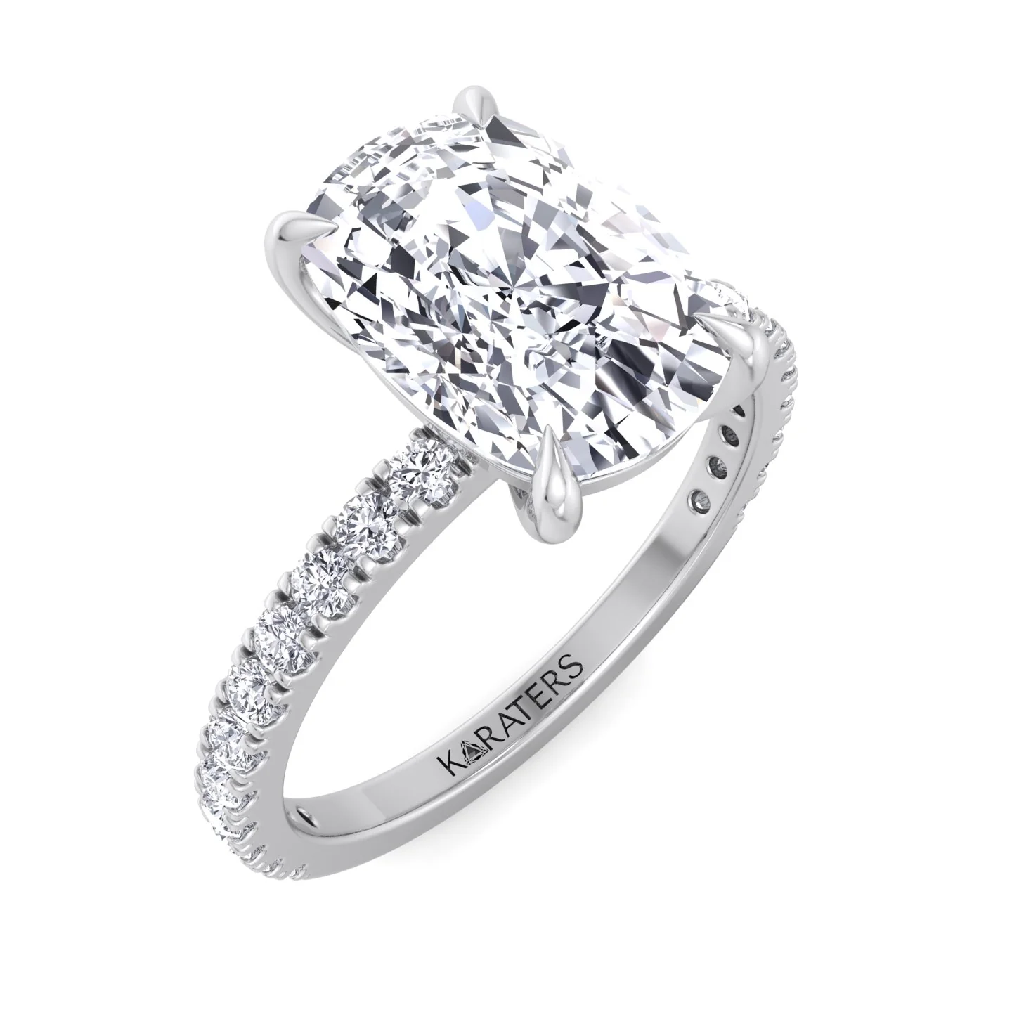 Elongated Cushion Cut Lab Grown Diamond Engagement Ring with Sidestones - Image 5