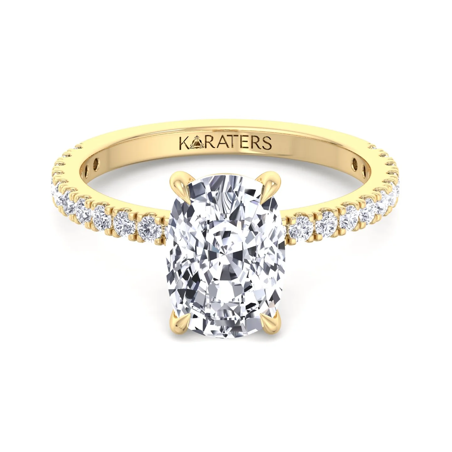 Elongated Cushion Cut Lab Grown Diamond Engagement Ring with Sidestones - Image 7