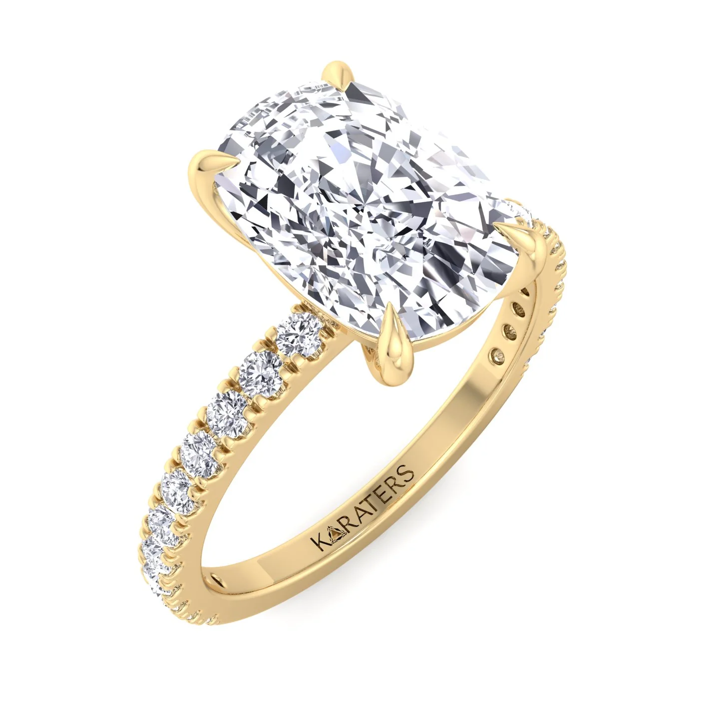 Elongated Cushion Cut Lab Grown Diamond Engagement Ring with Sidestones - Image 9