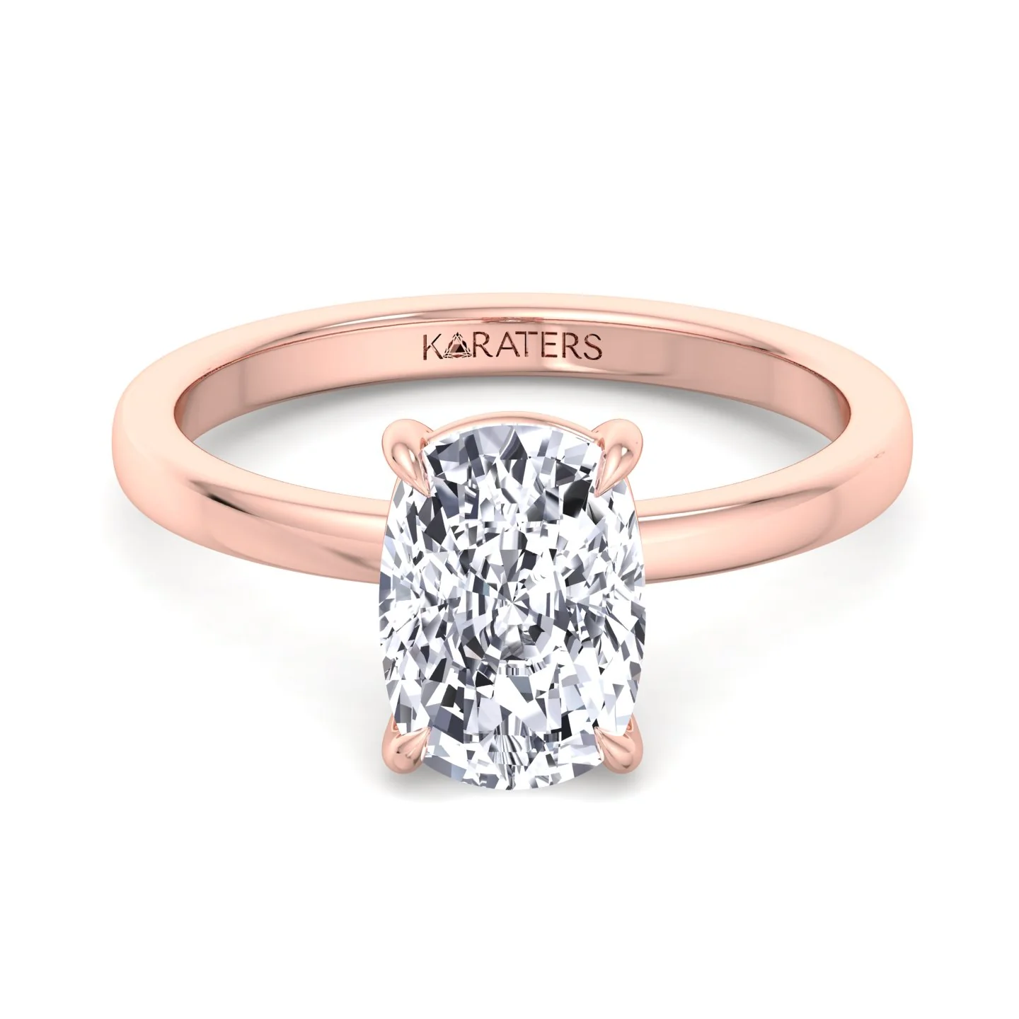 Elongated Cushion Cut Solitaire Lab Grown Diamond Engagement Ring - Image 11