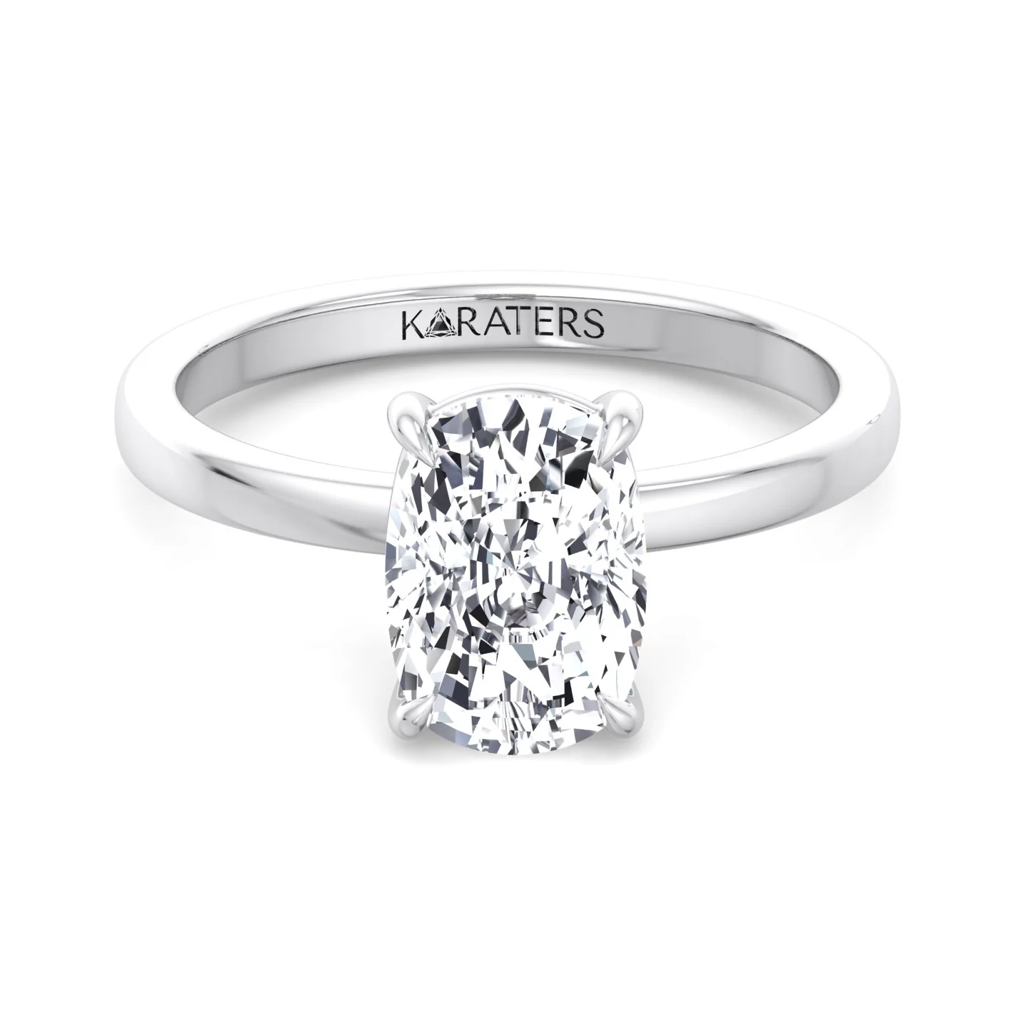 Elongated Cushion Cut Solitaire Lab Grown Diamond Engagement Ring - Image 4