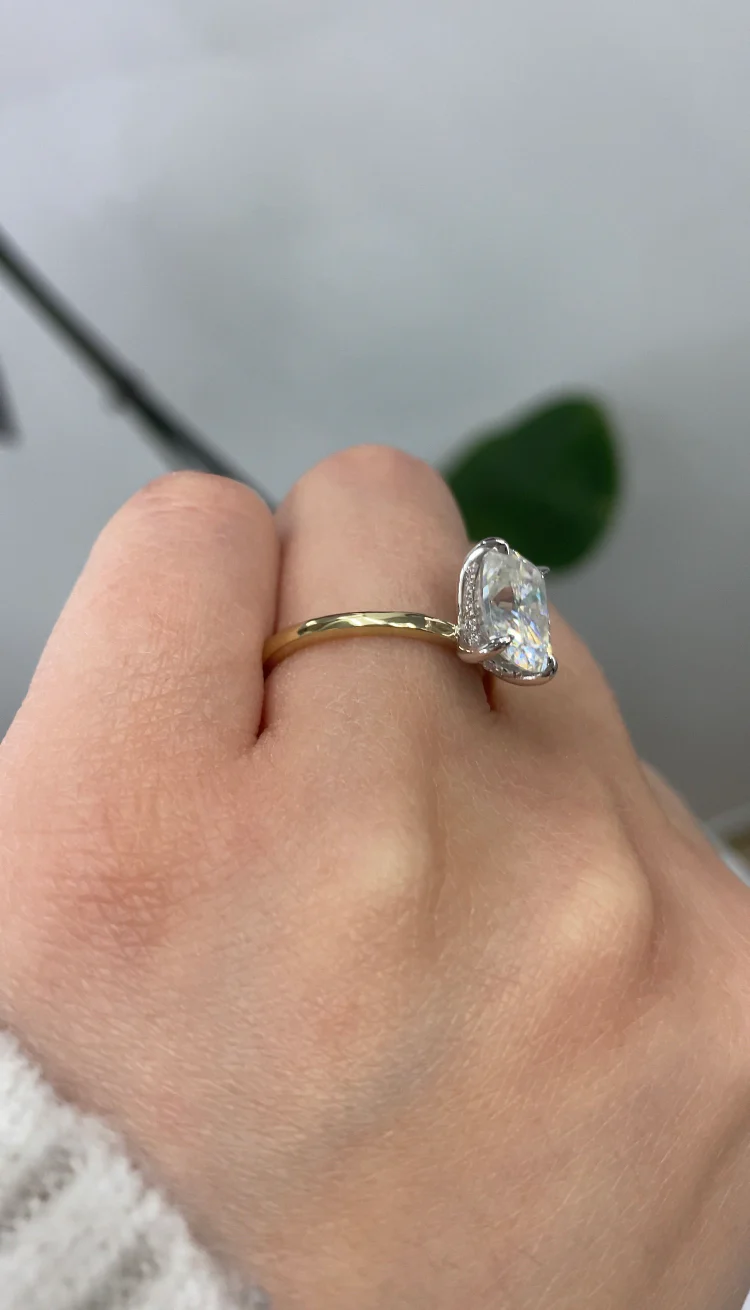 Elongated Cushion Cut Solitaire Lab Grown Diamond Engagement Ring - Image 7