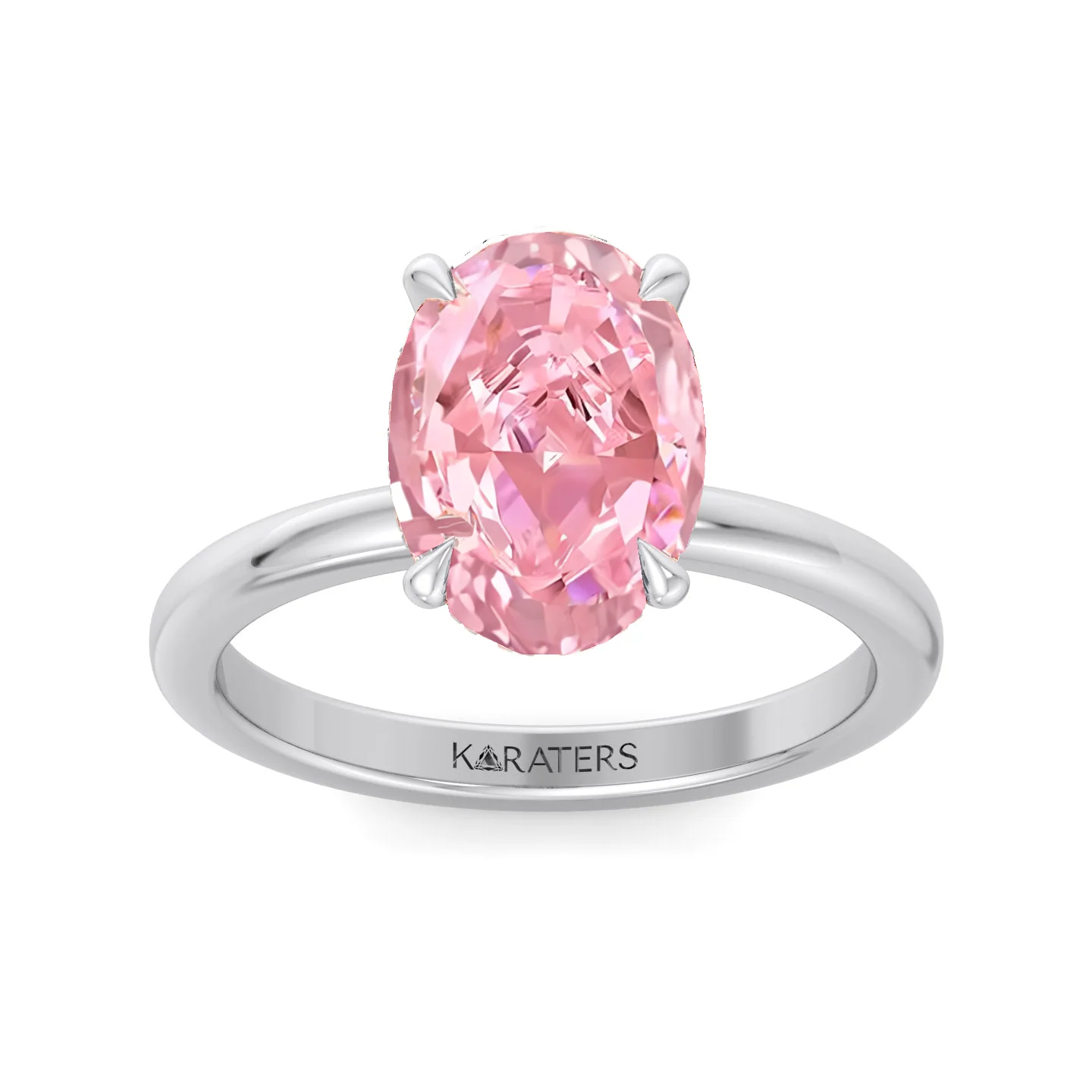 Fancy Pink Oval Cut Lab-Grown Diamond Engagement Ring - Image 3