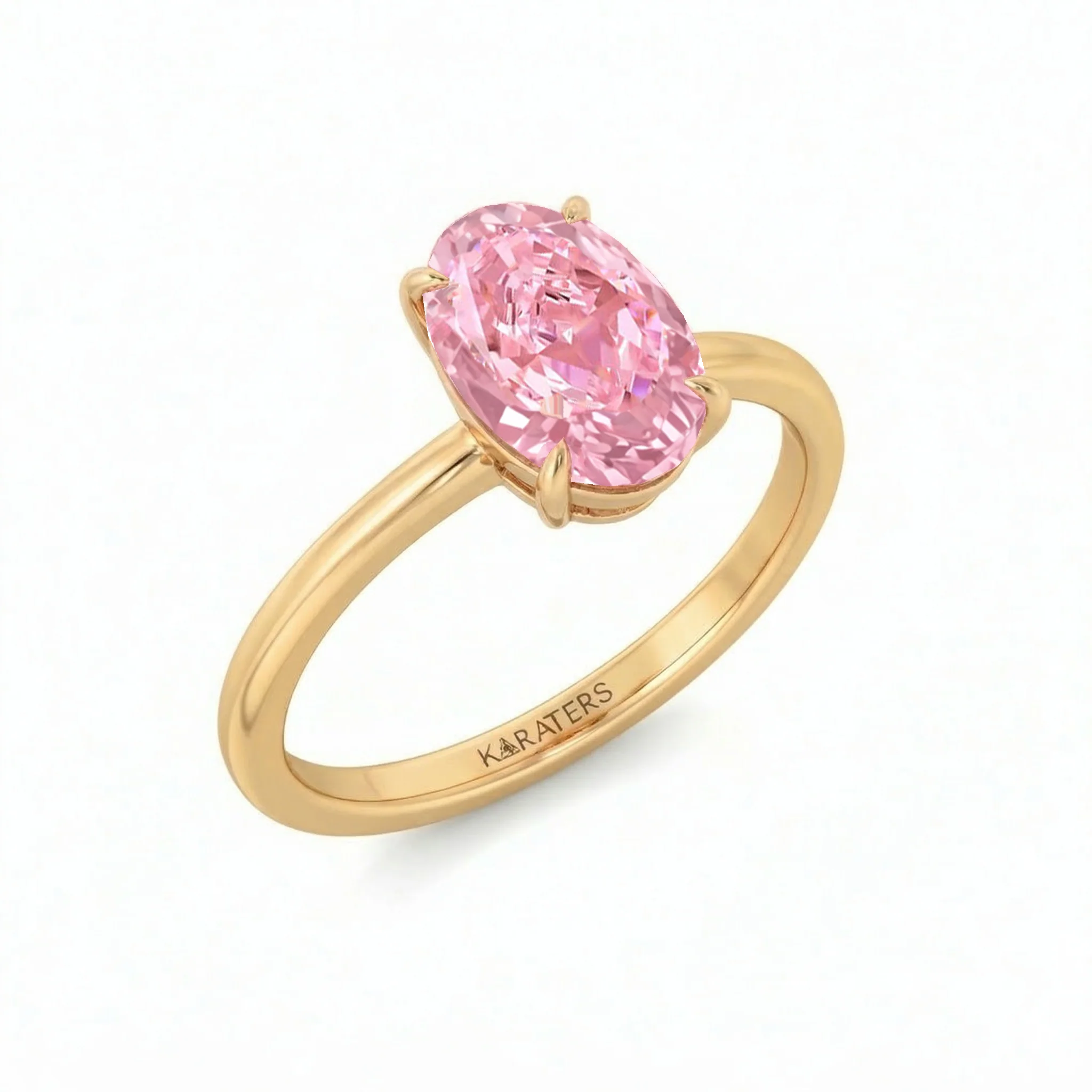 Fancy Pink Oval Cut Lab-Grown Diamond Engagement Ring - Image 4