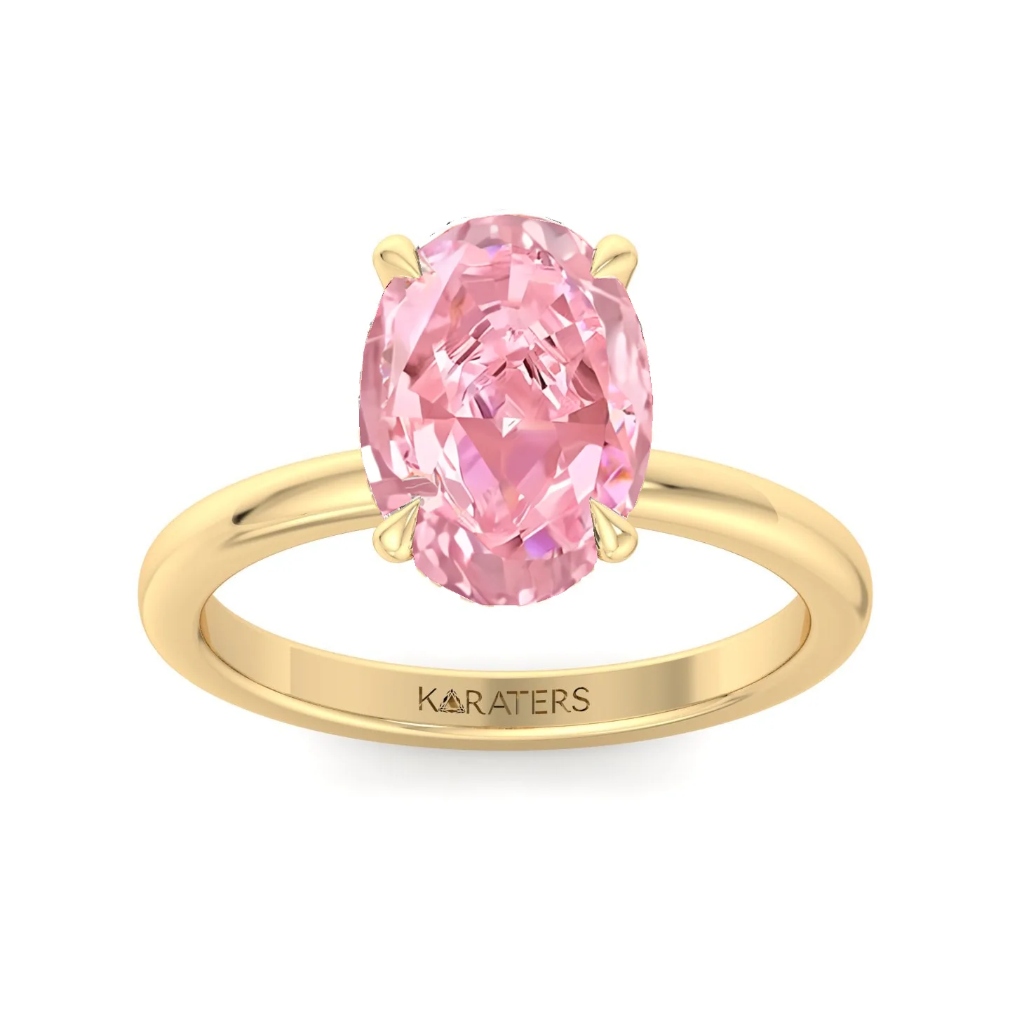 Fancy Pink Oval Cut Lab-Grown Diamond Engagement Ring - Image 5