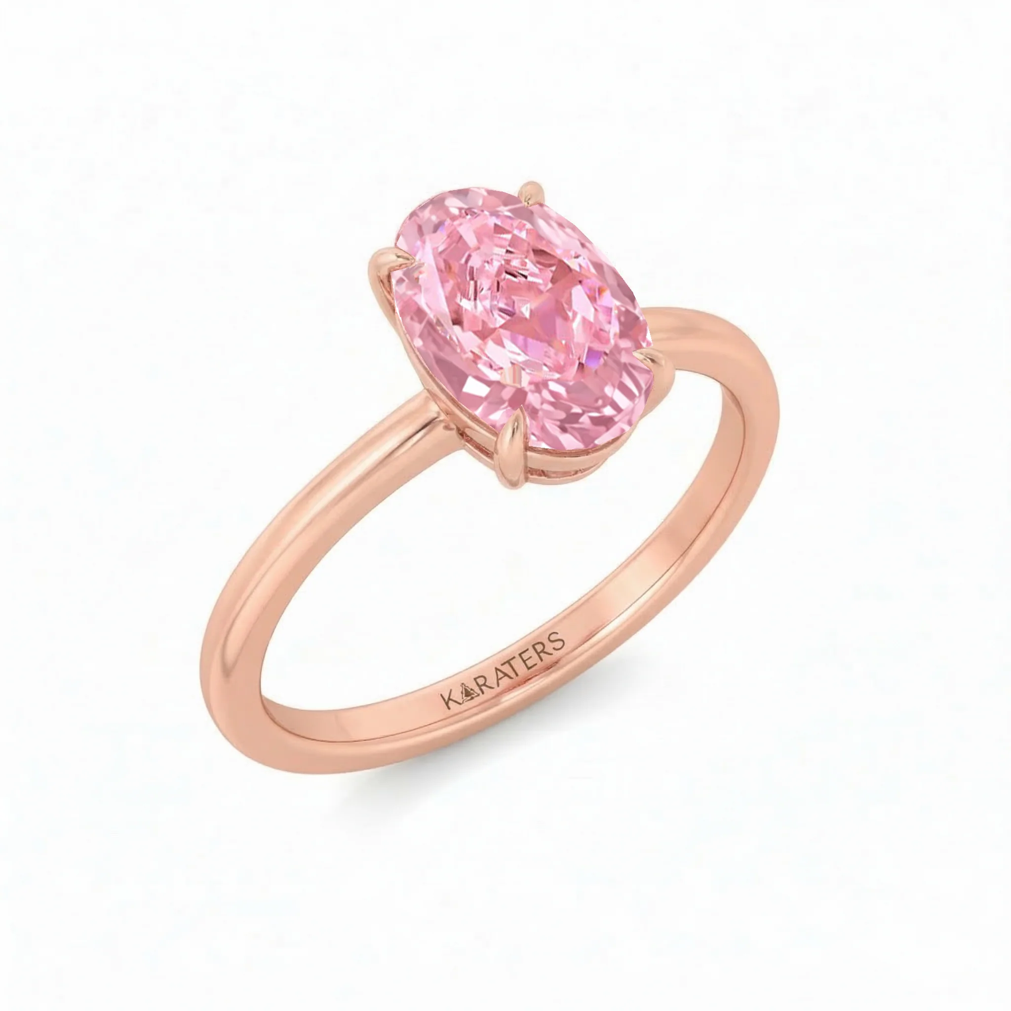 Fancy Pink Oval Cut Lab-Grown Diamond Engagement Ring - Image 6