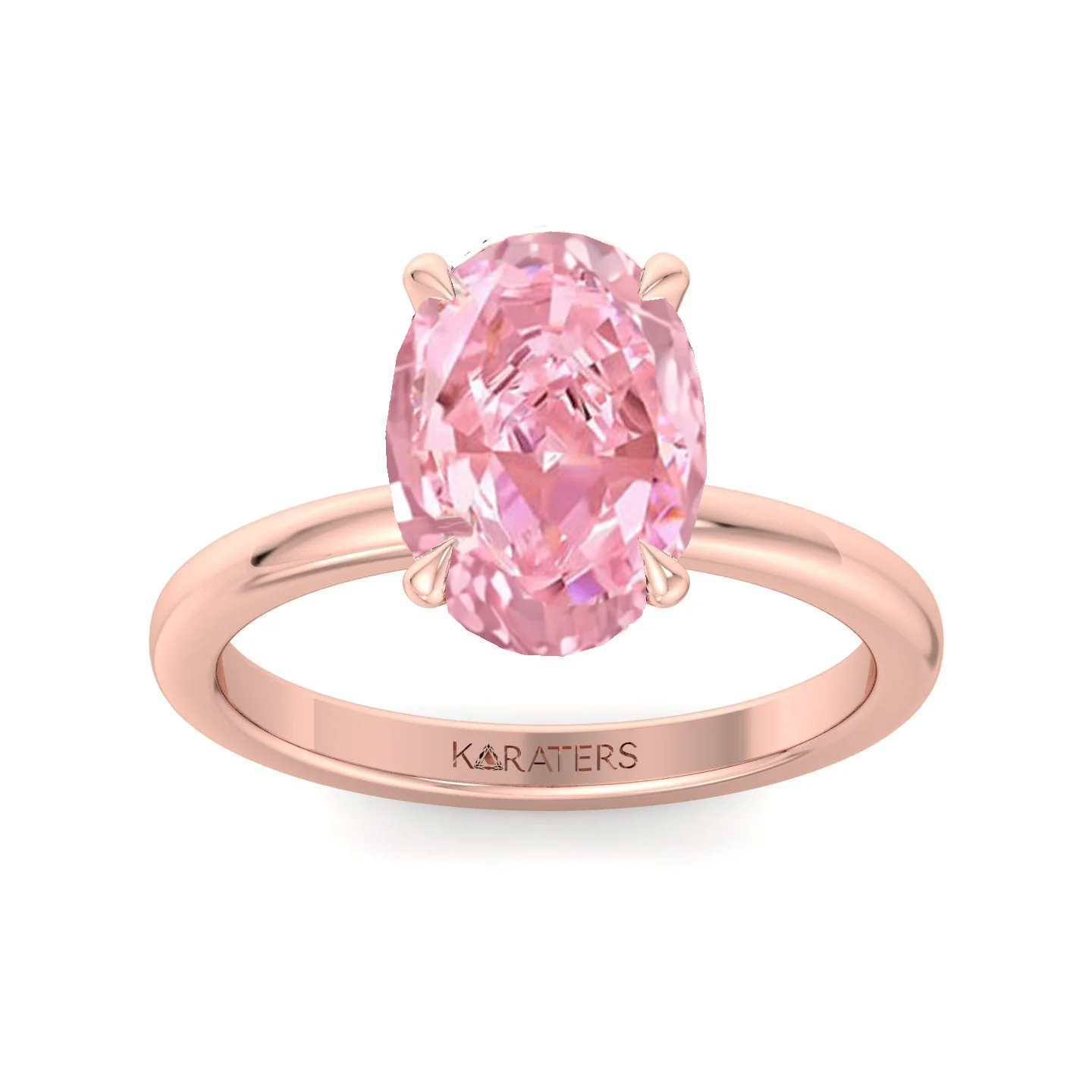 Fancy Pink Oval Cut Lab-Grown Diamond Engagement Ring - Image 7