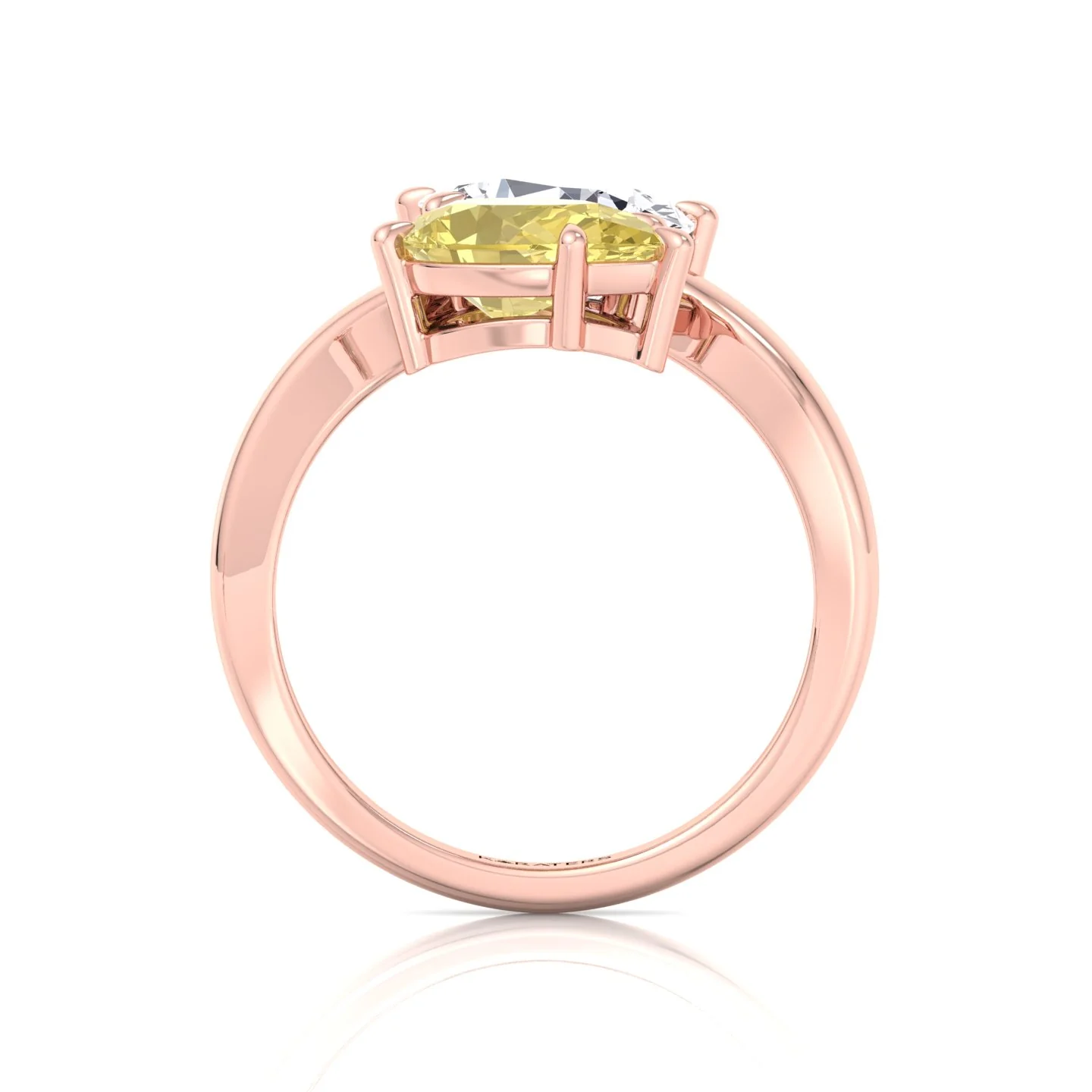 Fancy Yellow Pear Shape Lab Grown Diamond Bypass Two Stone Engagement Ring - Image 14