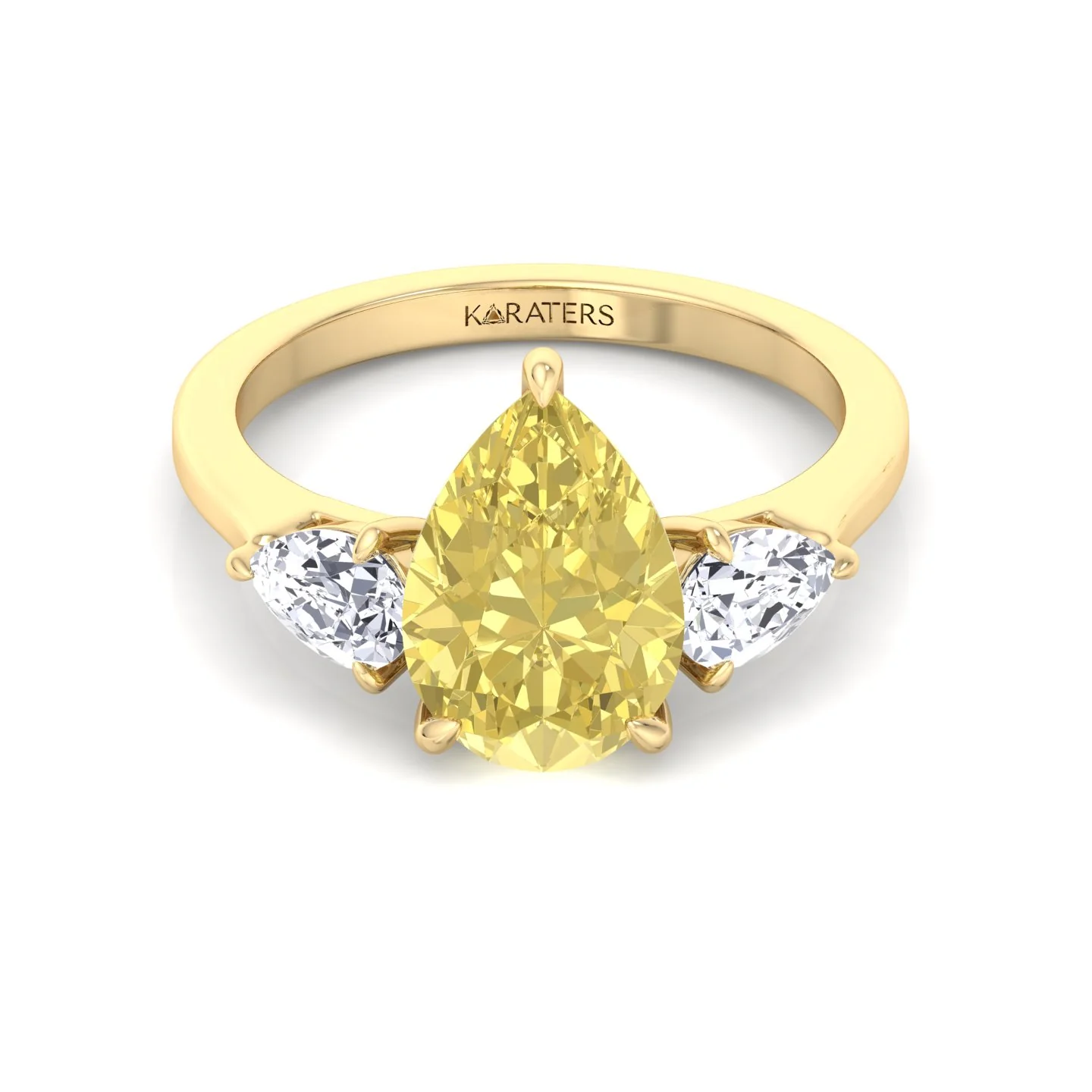 Fancy Yellow Pear Shape Lab Grown Diamond Engagement Ring with Pear Sidestones - Image 11