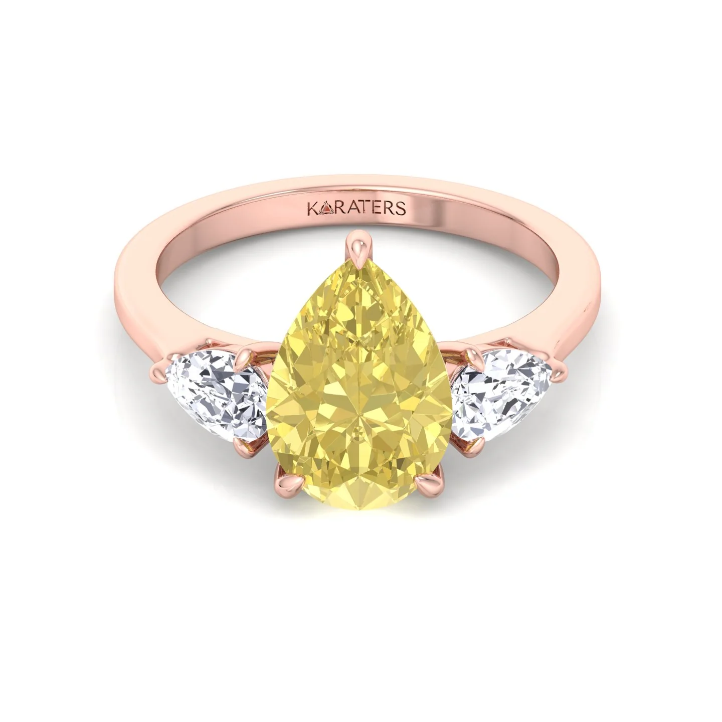 Fancy Yellow Pear Shape Lab Grown Diamond Engagement Ring with Pear Sidestones - Image 16