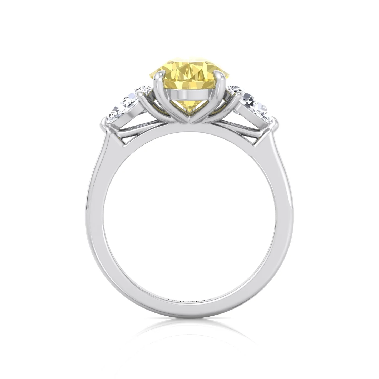 Fancy Yellow Pear Shape Lab Grown Diamond Engagement Ring with Pear Sidestones - Image 4