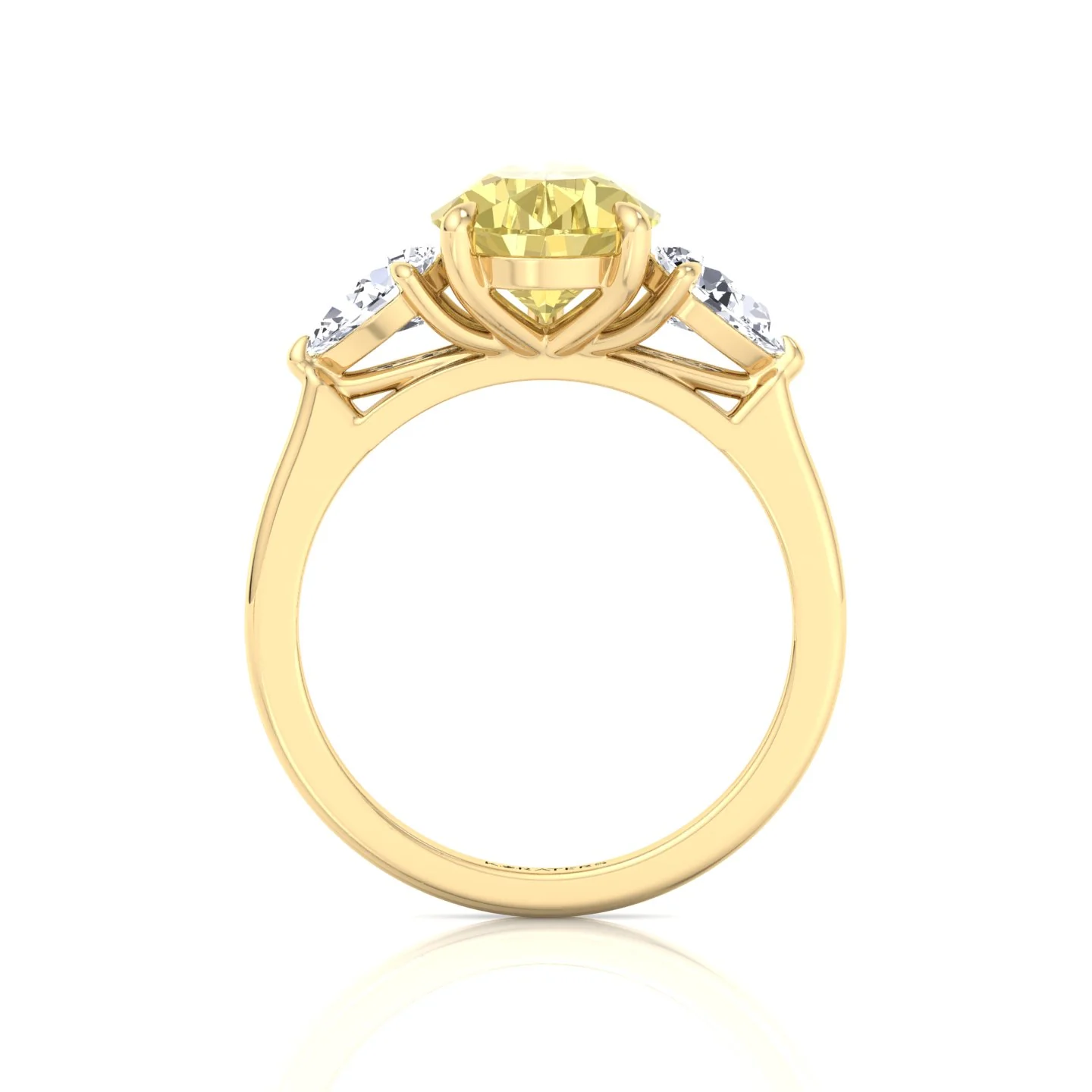 Fancy Yellow Pear Shape Lab Grown Diamond Engagement Ring with Pear Sidestones - Image 9