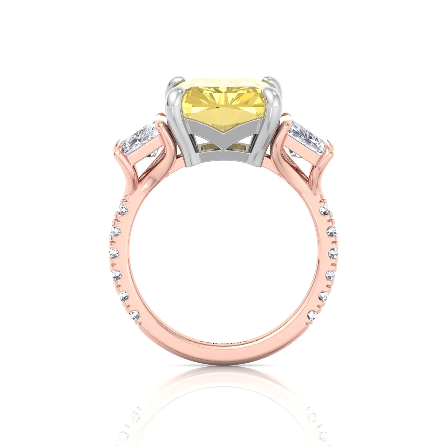 Fancy Yellow Radiant Cut Lab-Grown Diamond Engagement Ring with Pave Sidestones - Image 16