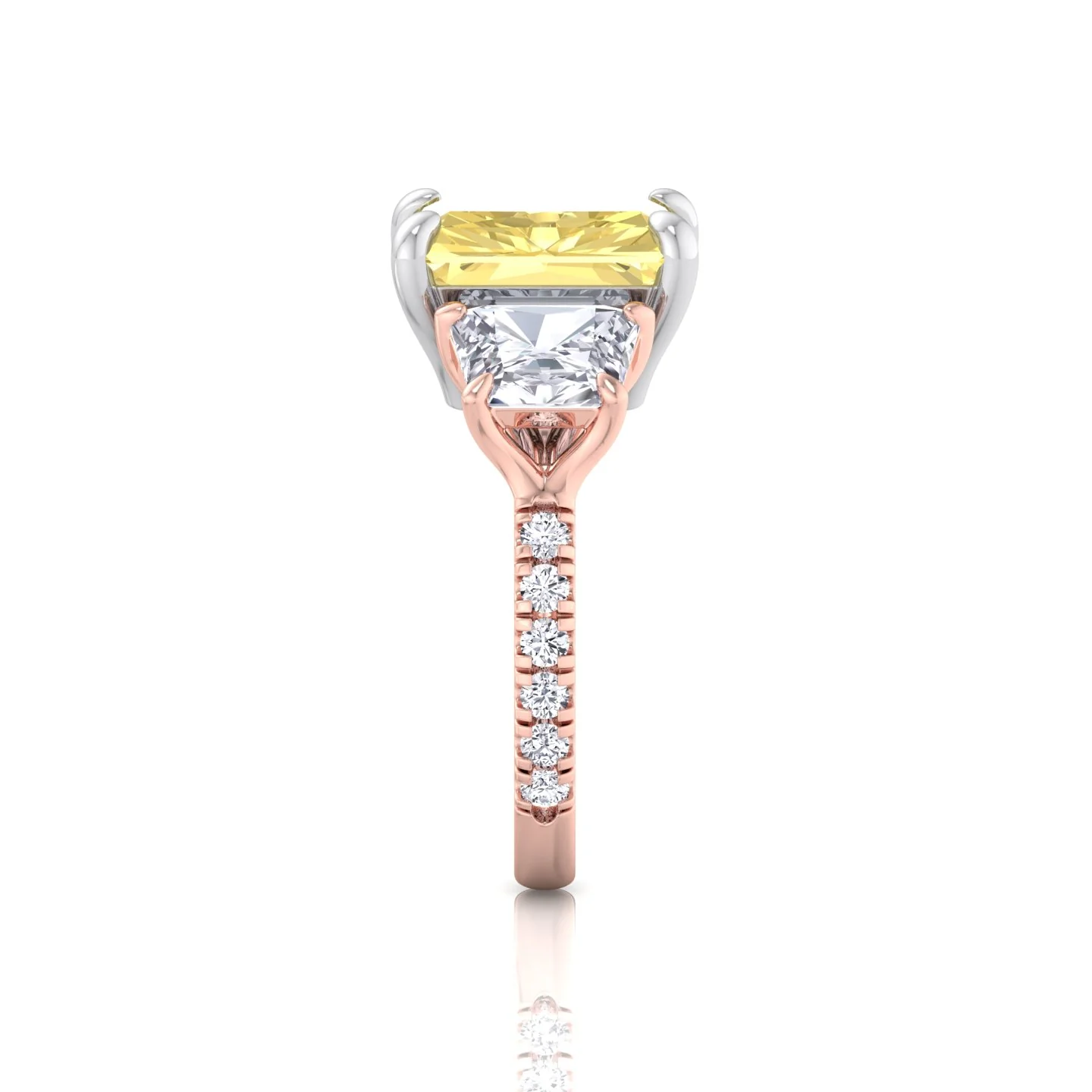 Fancy Yellow Radiant Cut Lab-Grown Diamond Engagement Ring with Pave Sidestones - Image 18