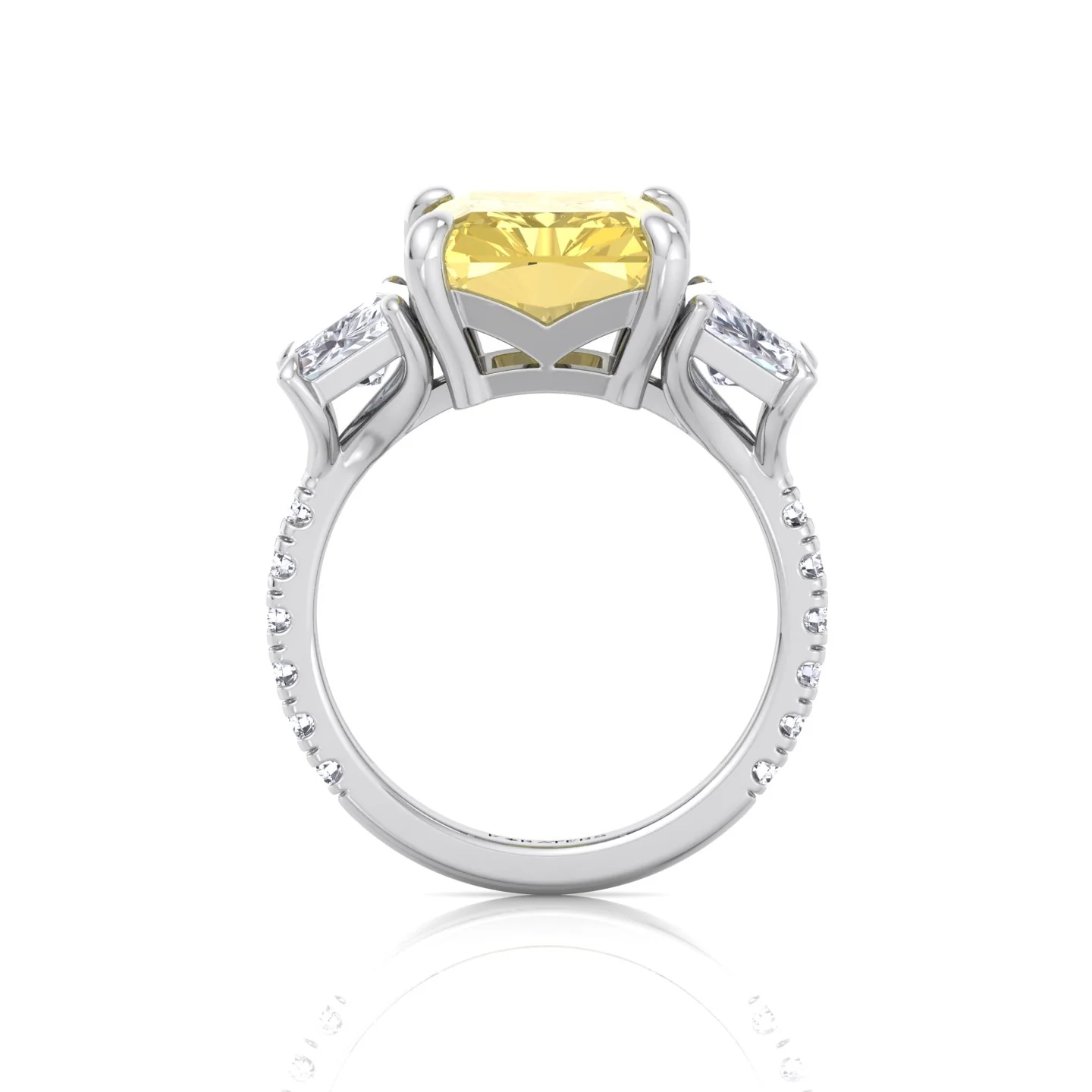Fancy Yellow Radiant Cut Lab-Grown Diamond Engagement Ring with Pave Sidestones - Image 6